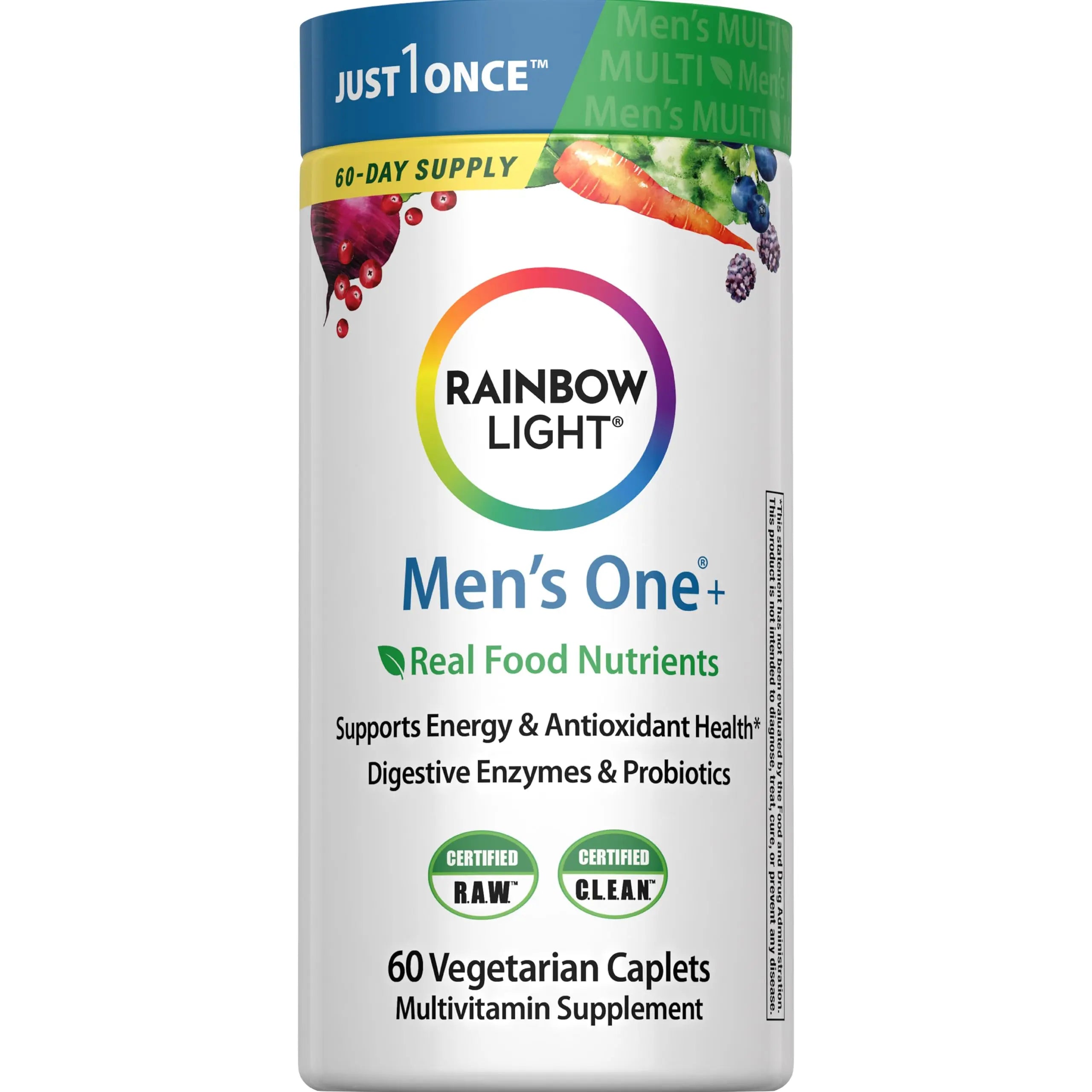 Rainbow Light Mens Multivitamin One + | 60 Caplets | Supports Energy & Antioxidant Health | with Real Food Nutrients, Digestive Enzymes & Probiotics Rainbow Light buy supplements canada