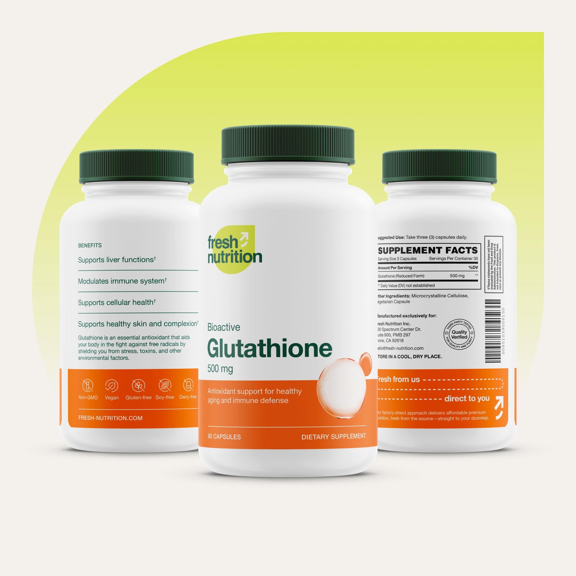 Glutathione Supplement Capsule - Strongest DNA Verified Glutathione Reduced - Vegan Friendly, Non GMO, Gluten & Soy Free Fresh Nutrition buy supplements canada