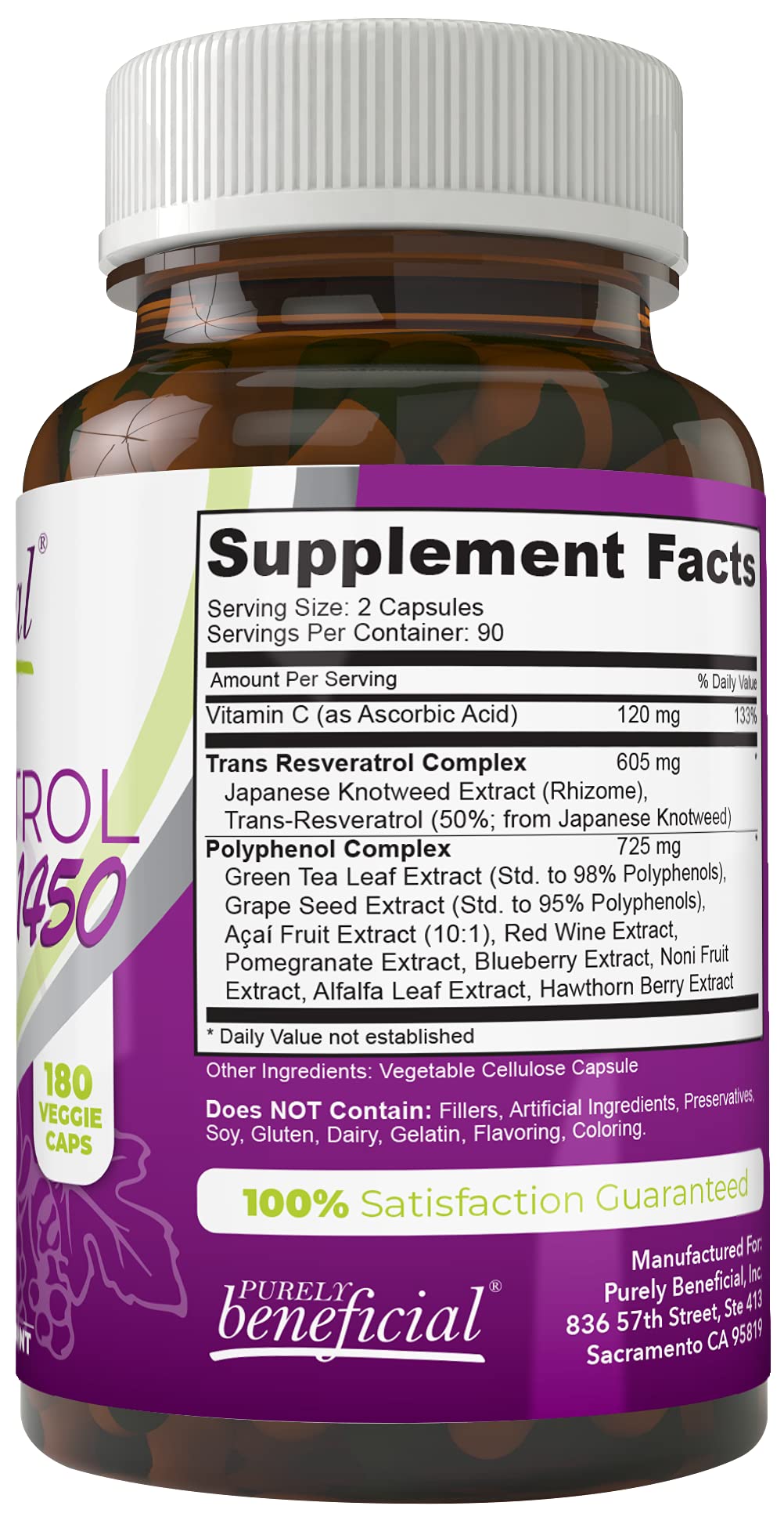 PURELY beneficial RESVERATROL1450-90day Supply, 1450mg per Serving of Potent Antioxidants PURELY beneficial buy supplements canada