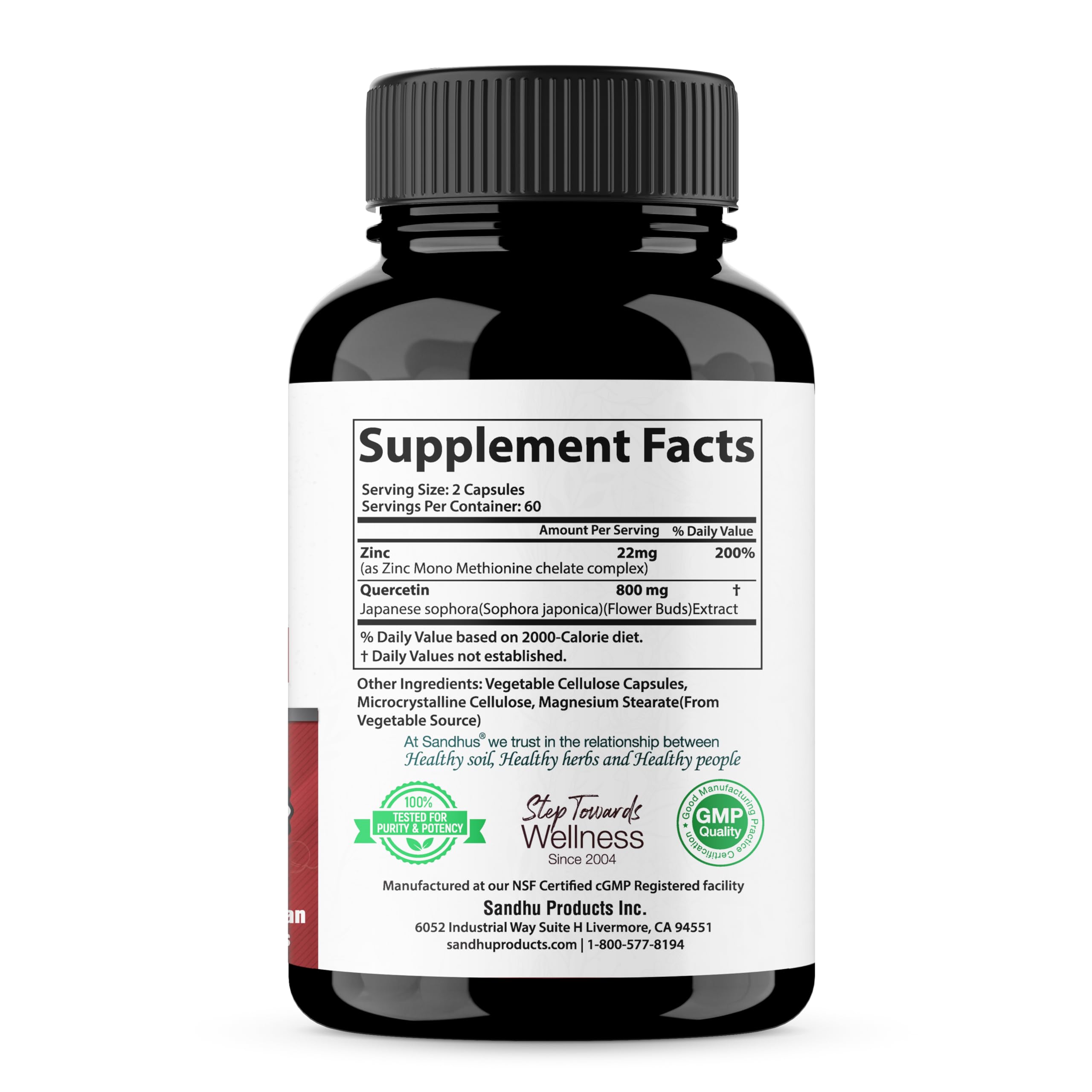 Zinc Quercetin Vegetarian Capsules 120 Ct- (2 Pack) Sandhu's buy supplements canada