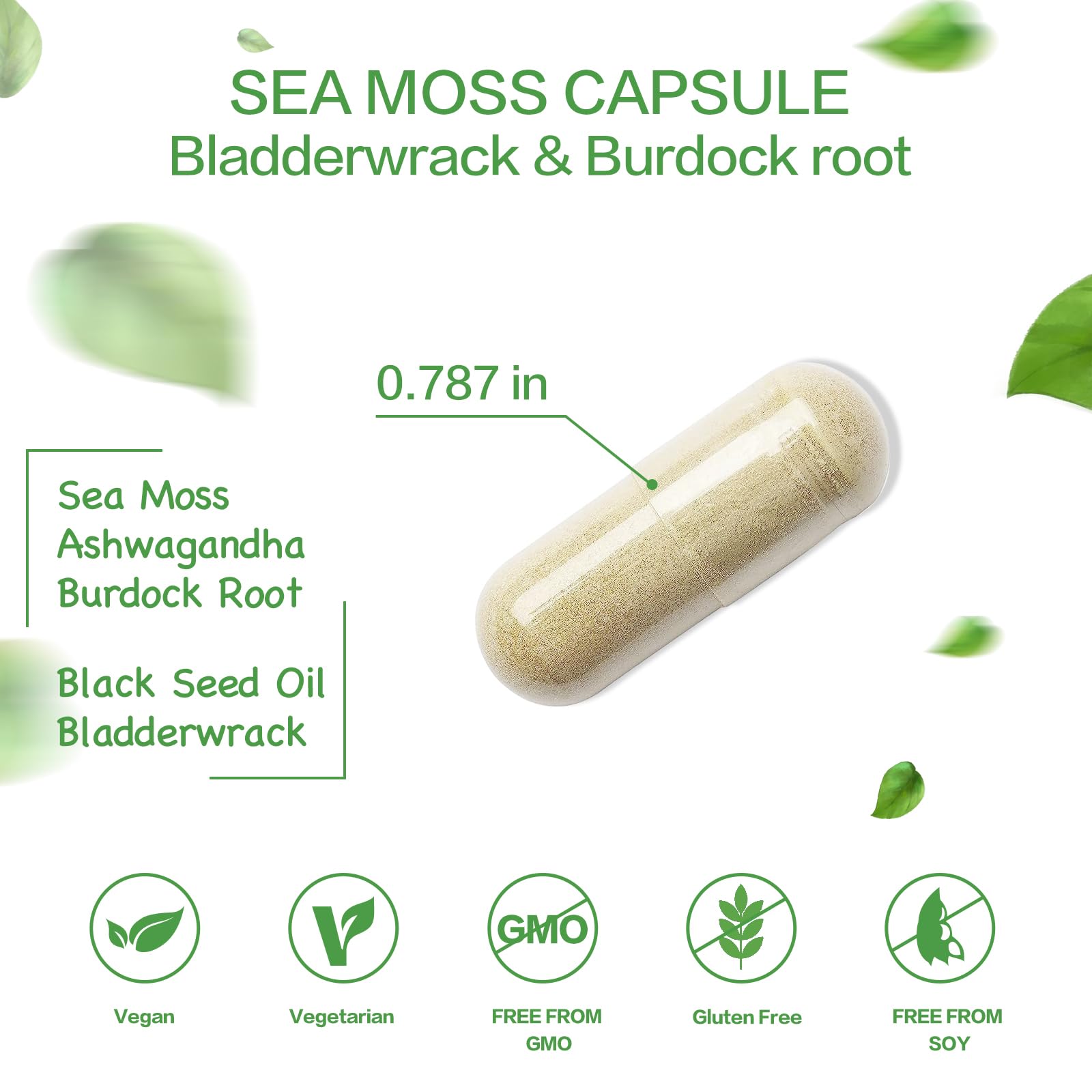 VPKIN Organic Sea Moss Capsules with Bladderwrack,Burdock Root and Black Pepper Extract-Irish SeaMoss Pills 2000mg-Promotes Immune System,Thyroid Support(120 Capsules) VPKIN buy supplements canada
