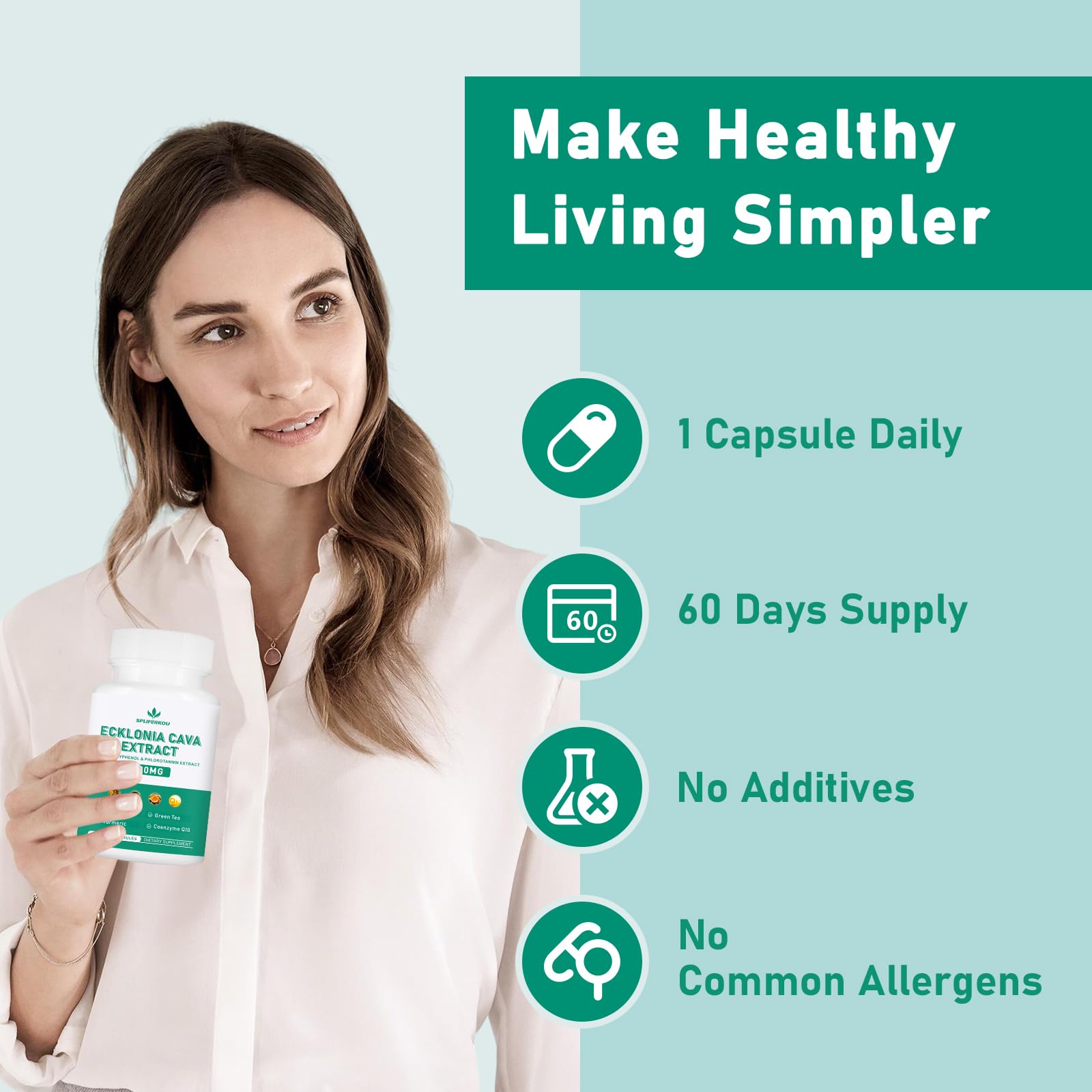 Spliferikou Ecklonia Cava Extract, 800mg, 60 Veggie Capsules with Fucoidan, Green Tea, Turmeric, CoQ10, Dietary Supplement Spliferkou buy supplements canada