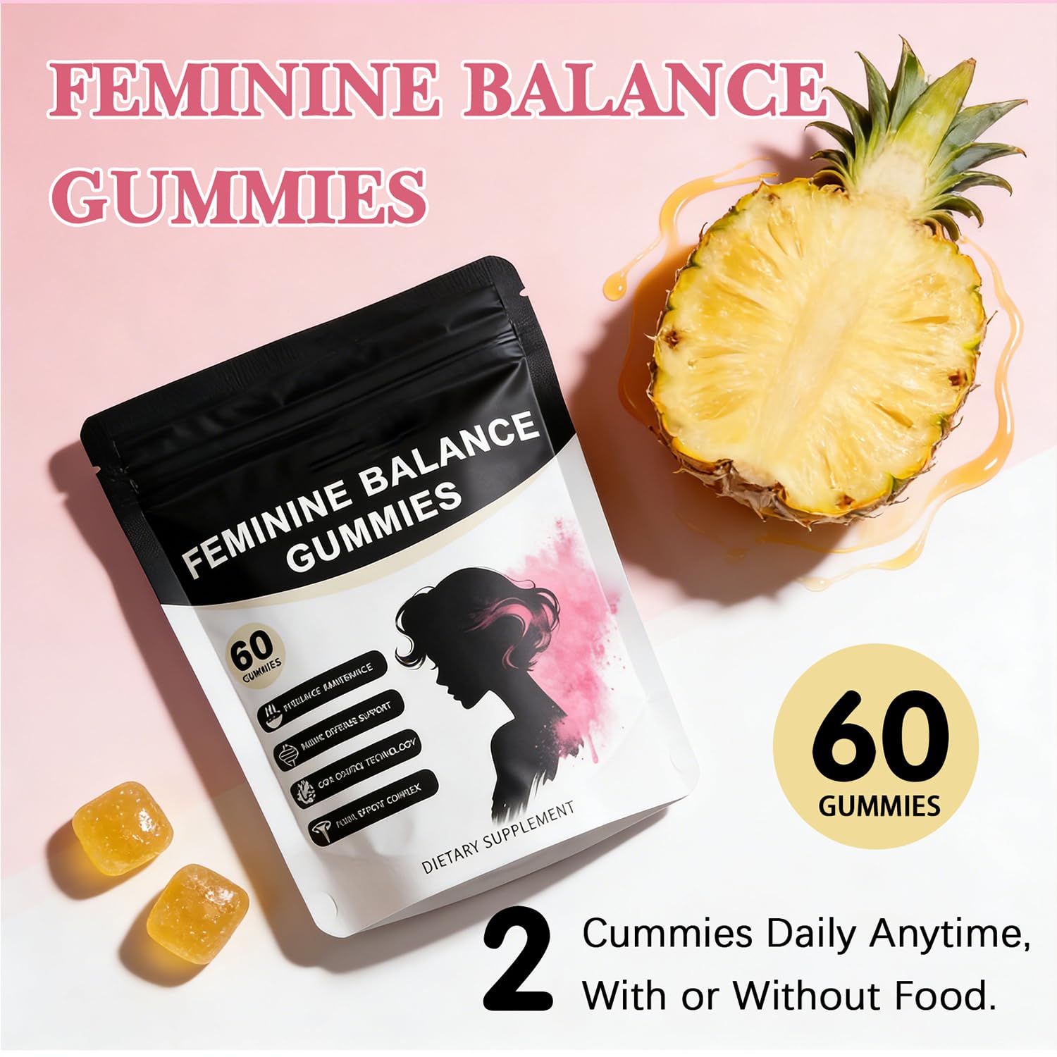 Pineapple Feminine Balance Gummies with Probiotics | Support for pH Balance & Freshness | Daily Intimate Wellness Support | Sugar-Free, Vegan | 60 Count (2) Nuora Balance buy supplements canada