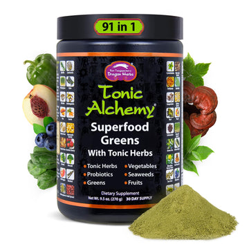 Dragon Herbs Tonic Alchemy Superfood Greens Powder with 91 Ingredients: Tonic Herbs, Ashwagandha, Mushrooms, Probiotics, Super Greens, Seaweeds, Fruits, Vegetables, Spirulina - 30 Servings Dragon Herbs buy supplements canada