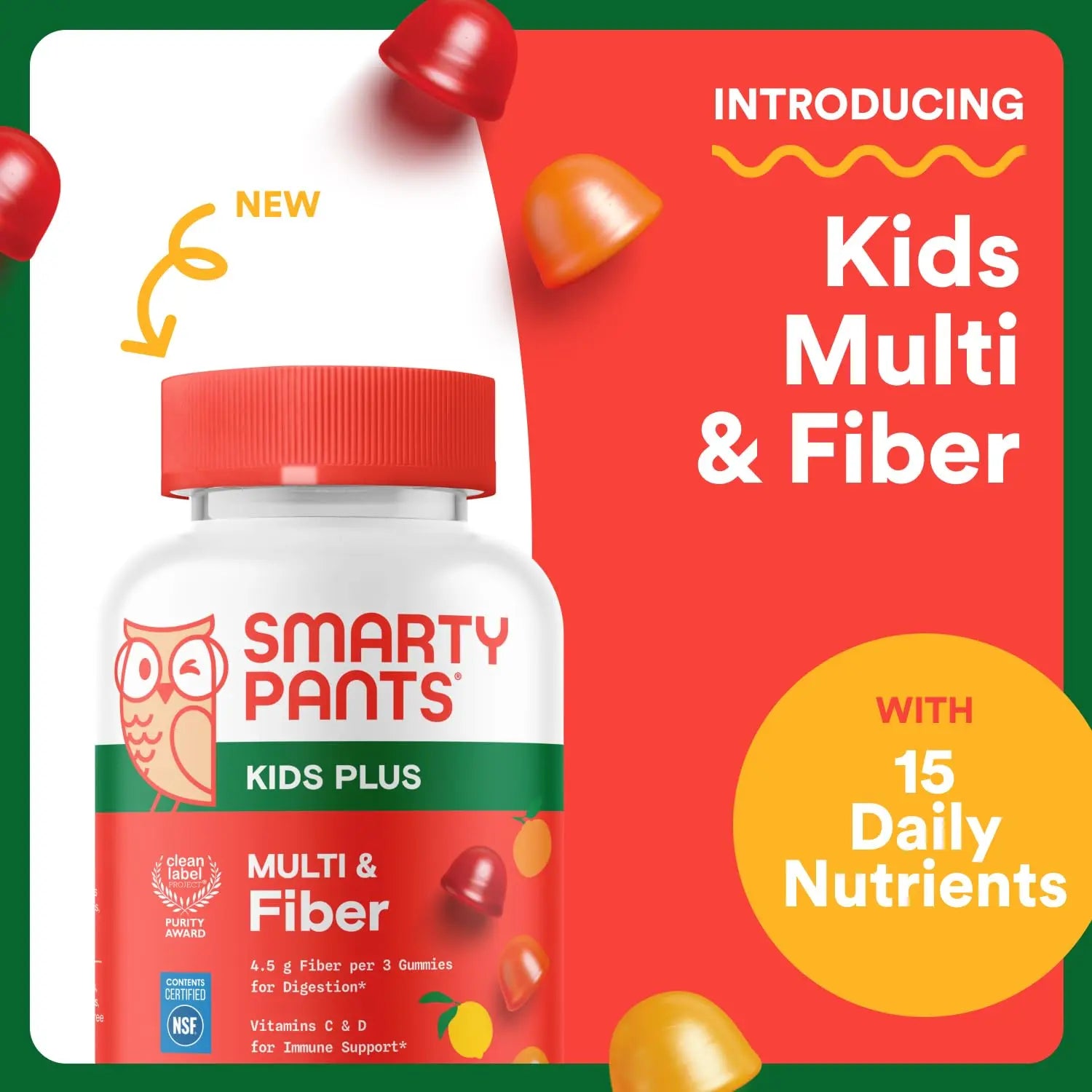 SmartyPants Kids Multivitamin & Fiber Gummies: Prebiotic Fiber to Support Kids Digestion with Vitamin D3, C, Vitamin B12, B6, A, Zinc SmartyPants buy supplements canada