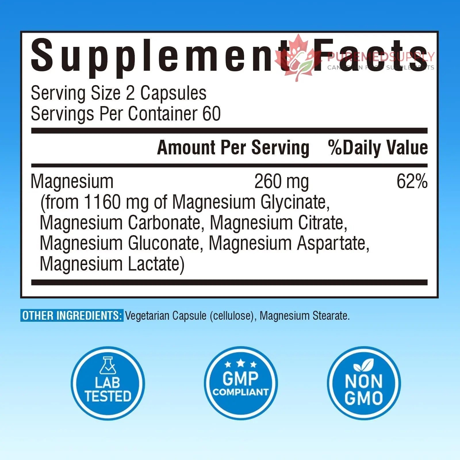 Vitalibre 6 in 1 Magnesium Complex for Women Men, 260mg Elemental Magnesium | Max Absorption | Chelated Magnesium Supplement for Bone, Relaxation & Nerves Support | Non-GMO, 120 Vegan Capsules Vitalibre buy supplements canada