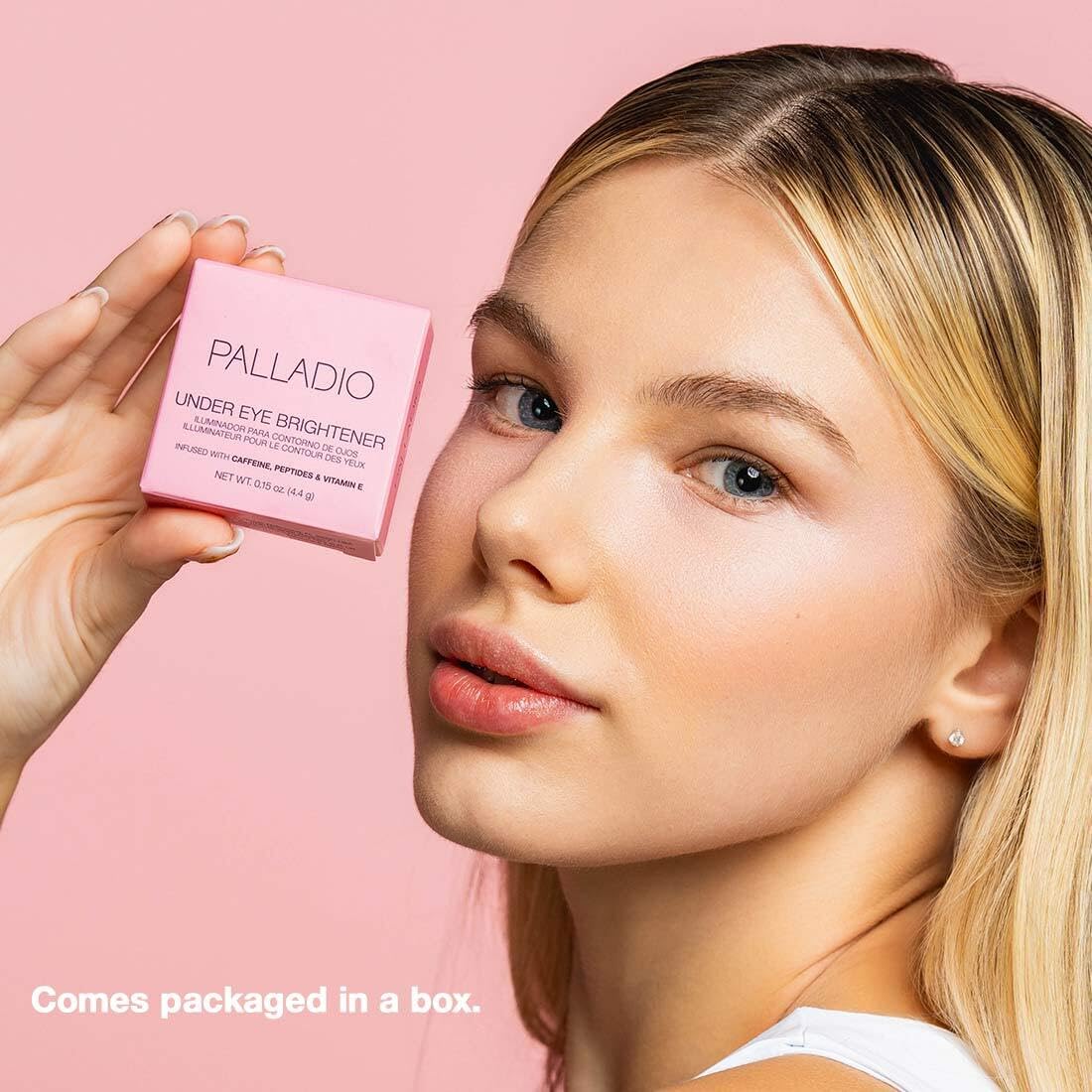 Palladio Under Eye Brightener, Conceal, Brightens, Reduces Appearance of Dark Circles, With Caffeine Peptides & Vitamin E, Tired Skin Color Correcting Brightener & Primer, Light to Medium (Soft Pink) Palladio buy supplements canada