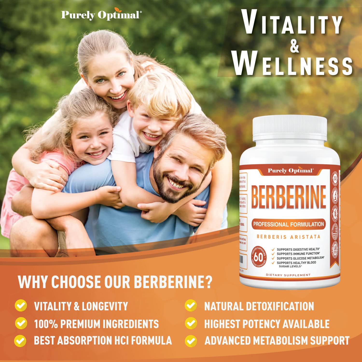 Purely Optimal Premium Berberine Supplement - 1200mg Berberine HCl, Non-GMO Purely Optimal buy supplements canada