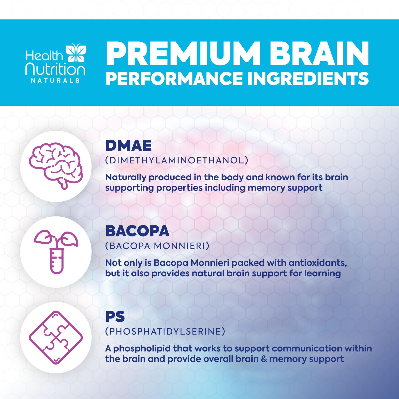 Brain Memory Supplement - 3X Strength Nootropics for Concentration, Clarity & Focus Support - Brain Health Cognitive Vitamins with Bacopa, Phosphatidylserine & DMAE 609mg, Brain Booster, 60 Capsules Health Nutrition Naturals buy supplements canada