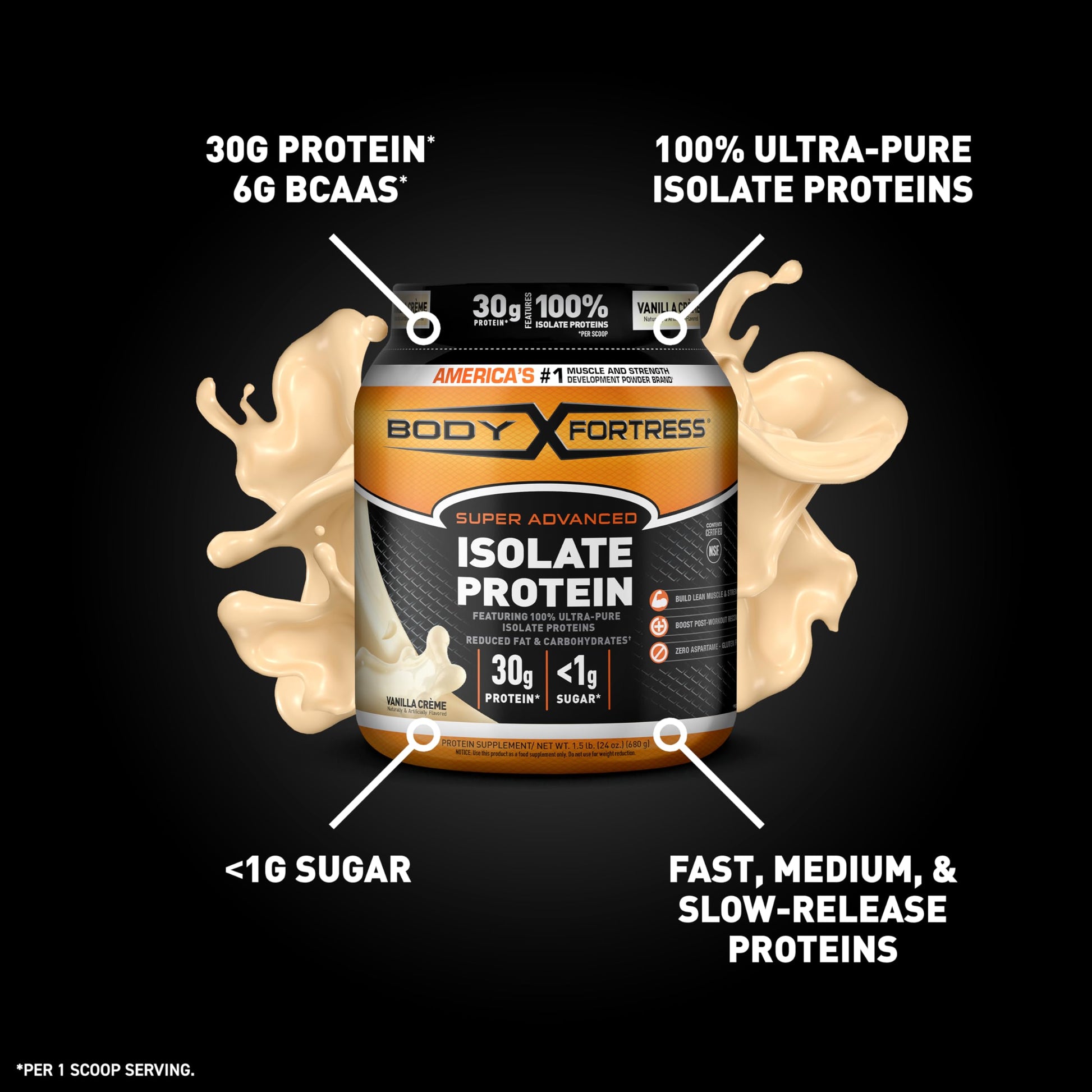 Body Fortress Super Advanced Isolate Protein Powder, Gluten Free, Vanilla Creme Flavored Body Fortress buy supplements canada