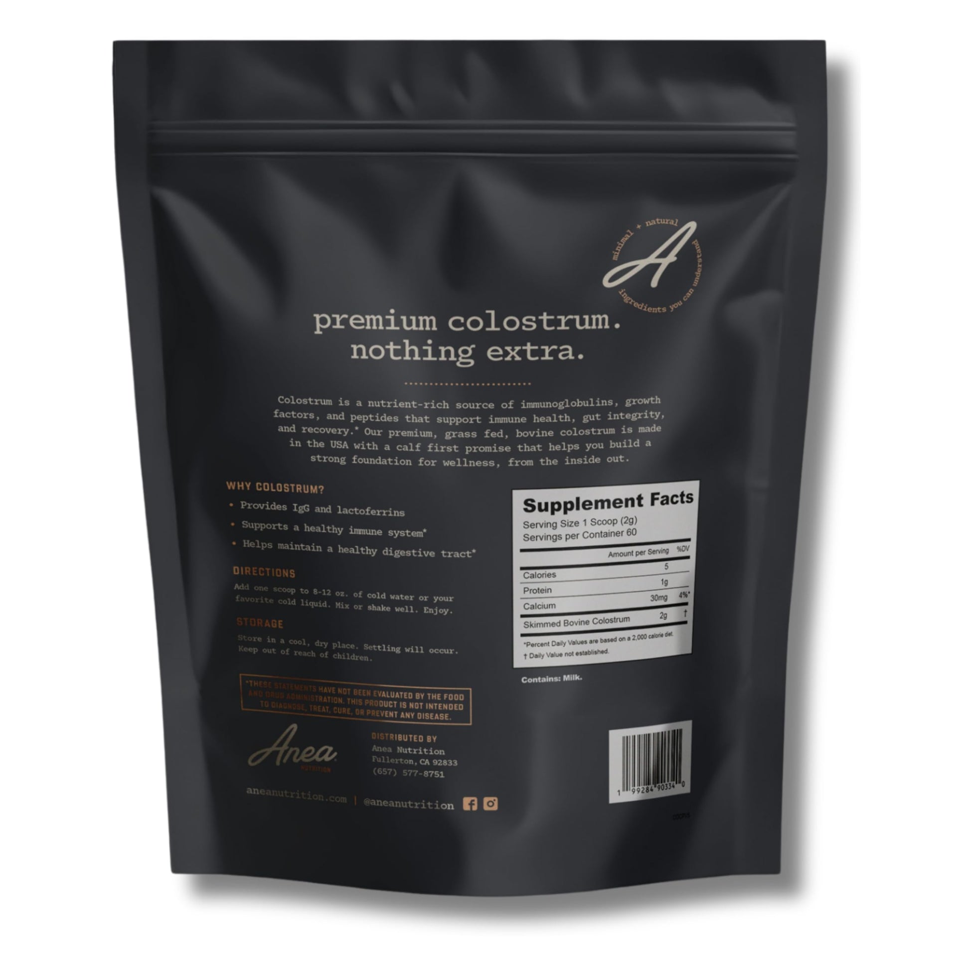 Anea Colostrum - Unflavored | Rich in Immunoglobulins & Lactoferrin | Supports Gut Health, Immunity & Recovery | Calf-First Promise | Made in USA | Made in GMP Facility Anea Nutrition buy supplements canada