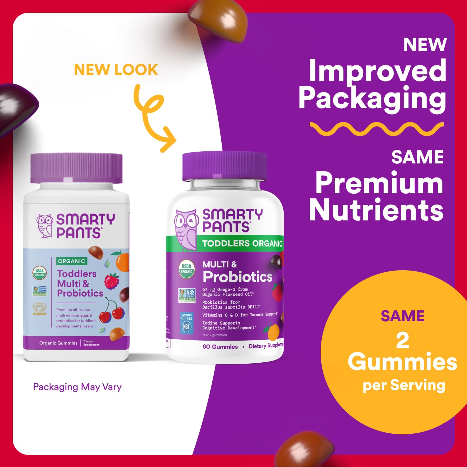SmartyPants Organic Toddler Multivitamin Gummies: Probiotics, Omega 3 (ALA), Vitamin D3, C, Vitamin B12, B6, A, K & Zinc, Beta Carotene, Gluten Free SmartyPants buy supplements canada