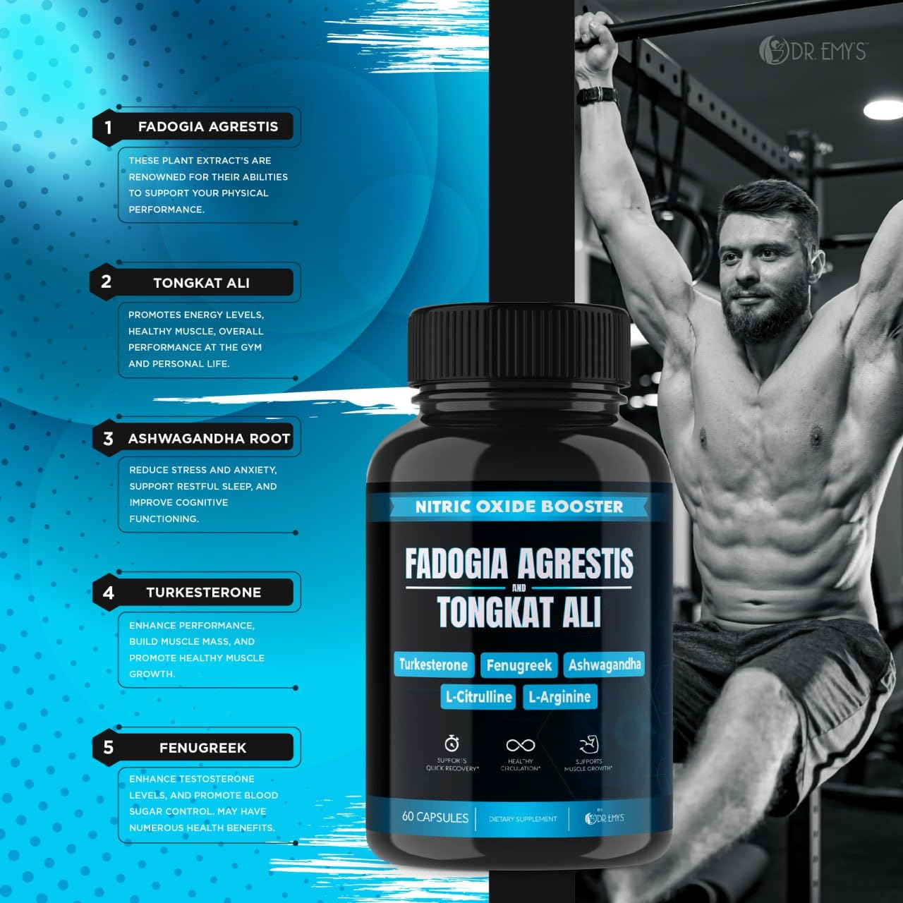 (2 Pack) Tongkat Ali Fadogia Agrestis Nitric Oxide Ashwagandha Supplement for Men Dr. Emy's buy supplements canada