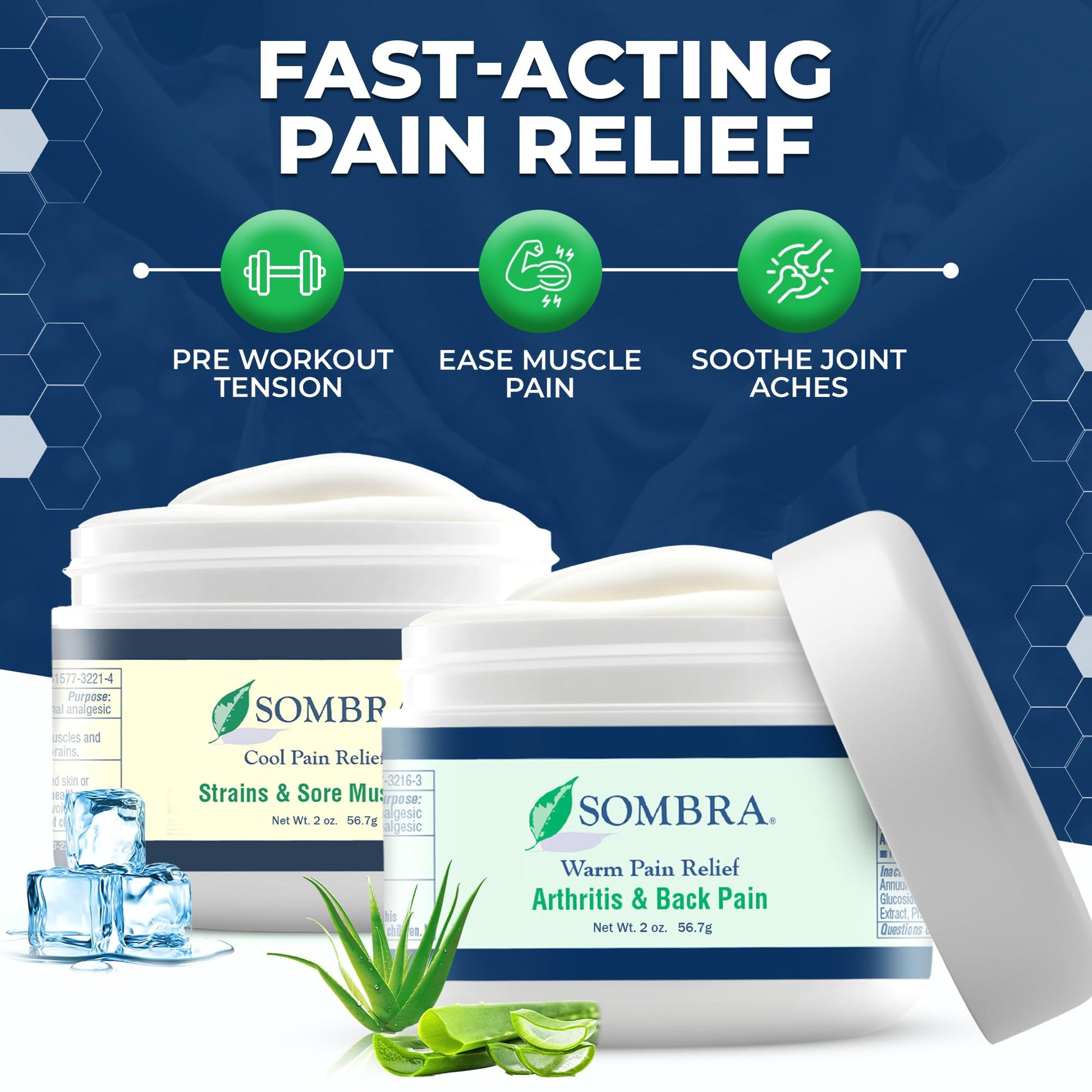 Sombra Warm & Cool Pain Relief Gel, Warm Relief for Arthritis and Chronic Pain Pre-Workout Muscle Rub, Cold for Swelling, Soreness, Post-Workout, Free of Artificial Fragrances, 2oz Per Jar Sombra buy supplements canada