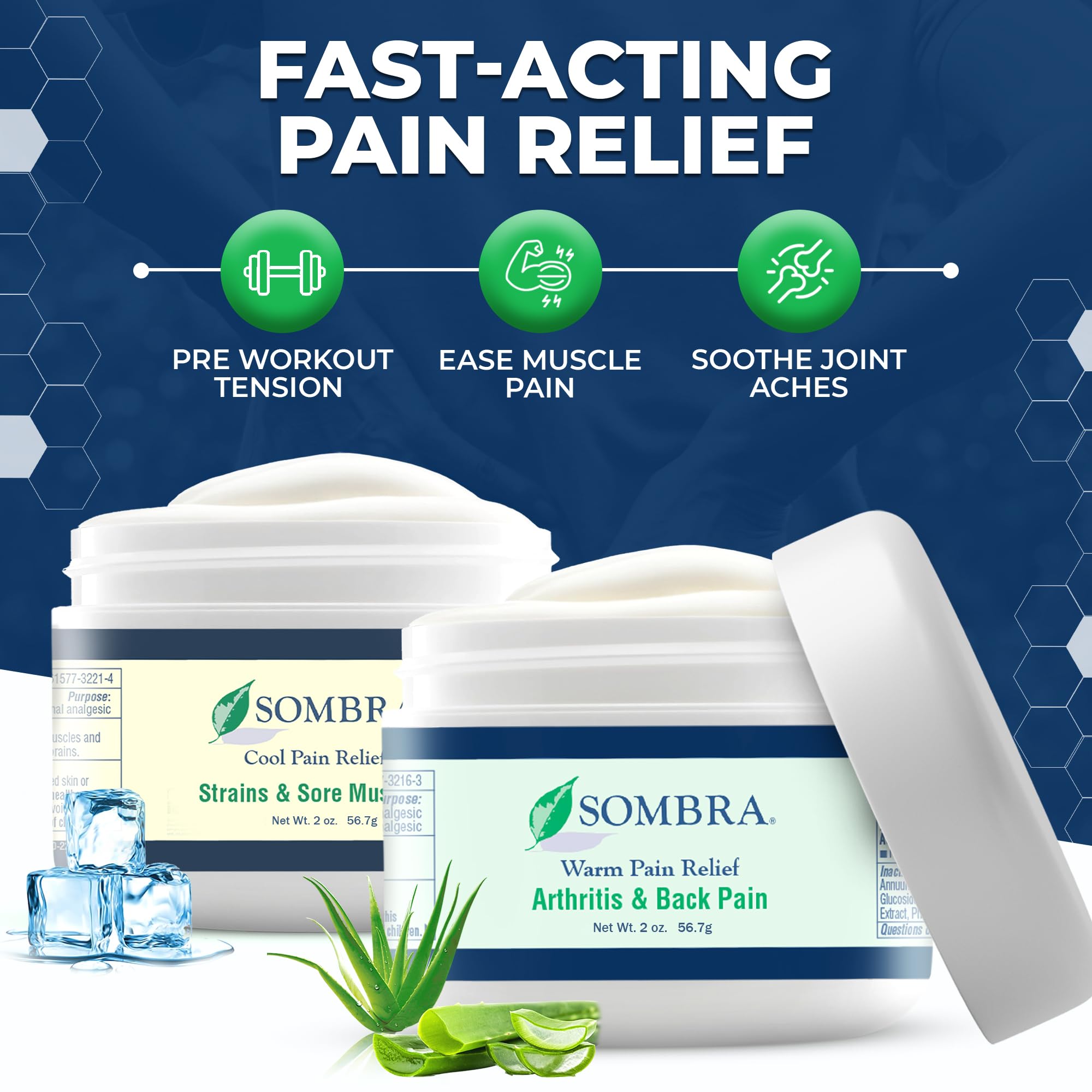 Sombra Warm & Cool Pain Relief Gel, Warm Relief for Arthritis and Chronic Pain Pre-Workout Muscle Rub, Cold for Swelling, Soreness, Post-Workout, Free of Artificial Fragrances, 2oz Per Jar Sombra buy supplements canada