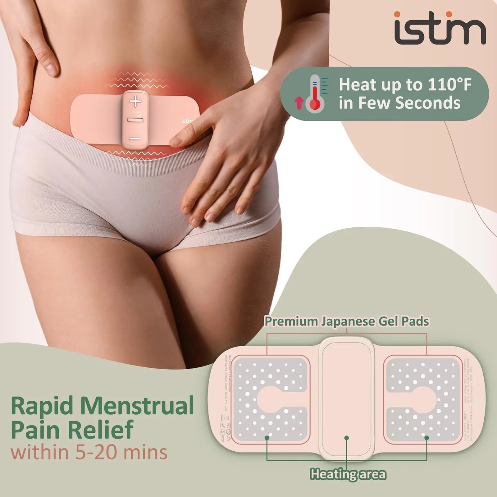 iStim S1 Wireless TENS Unit for Menstrual Relief – Period Pain Relief Device for Period Cramps and Back Pain, TENS Machine with Heat, Rechargeable Drug-Free TENS Massager with Japanese Gel Pads iSTIM buy supplements canada