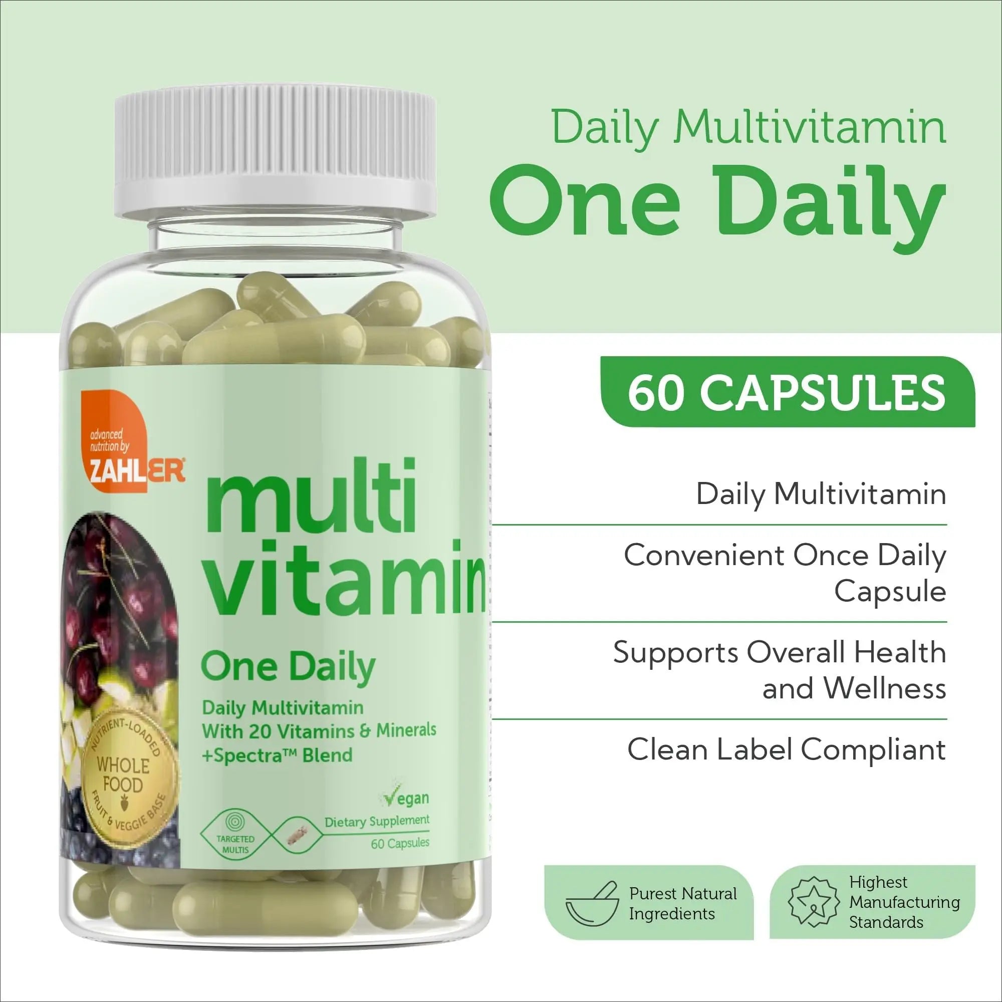 Zahler - One Daily Vegan Multivitamins for Women & Men (60 Count) Kosher Essential Vitamins & Minerals with Whole Food Spectra Blend Zahler buy supplements canada