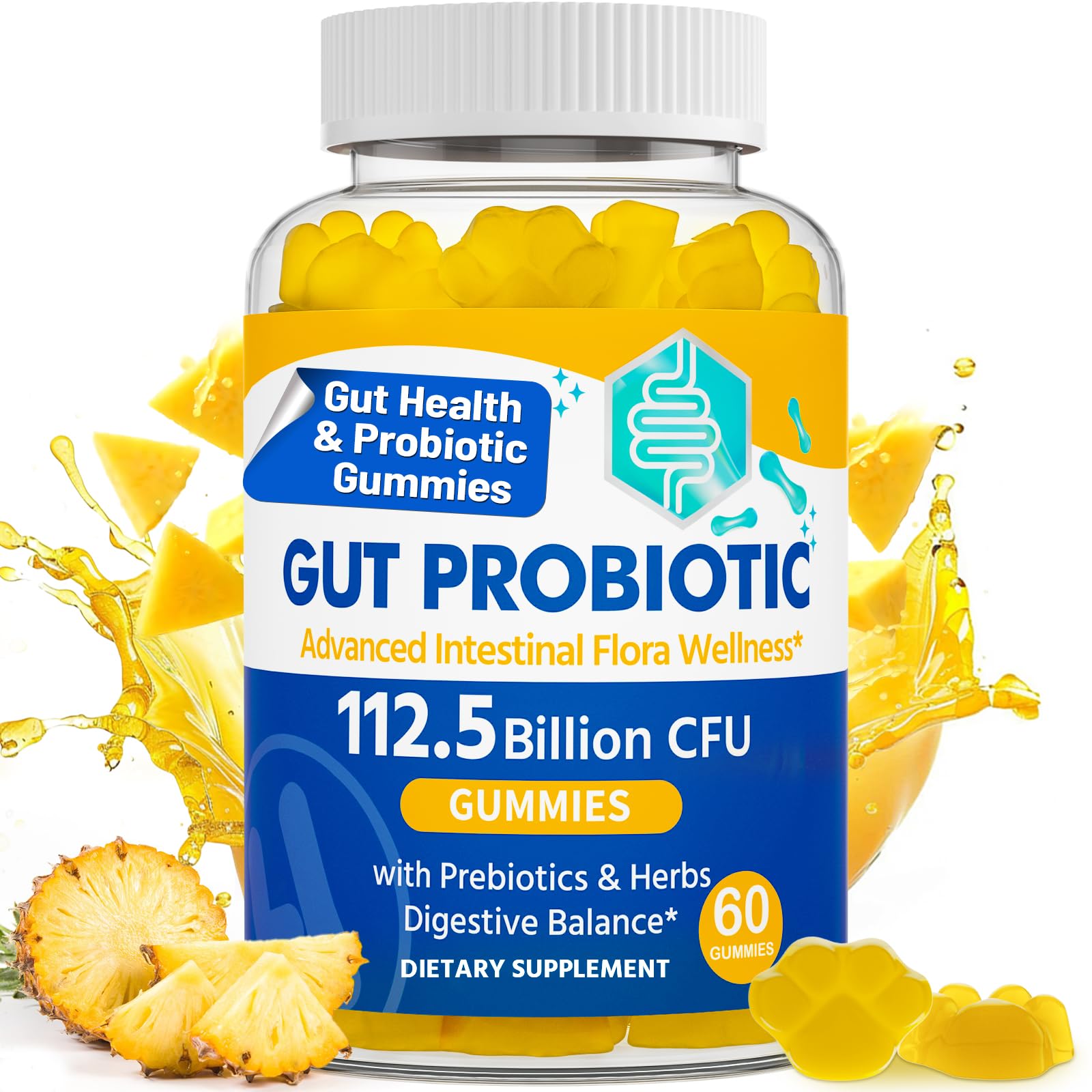 Gut Health & Probiotic Gummies, 112.5 Billion CFU, Sugar Free - 8 Strains + Prebiotics + Herbs - for Digestive, Immune, Diarrhea & Bloating - Gut Health for Women & Men, 60 Counts Probiotics Gummies VIOAFSLSE buy supplements canada