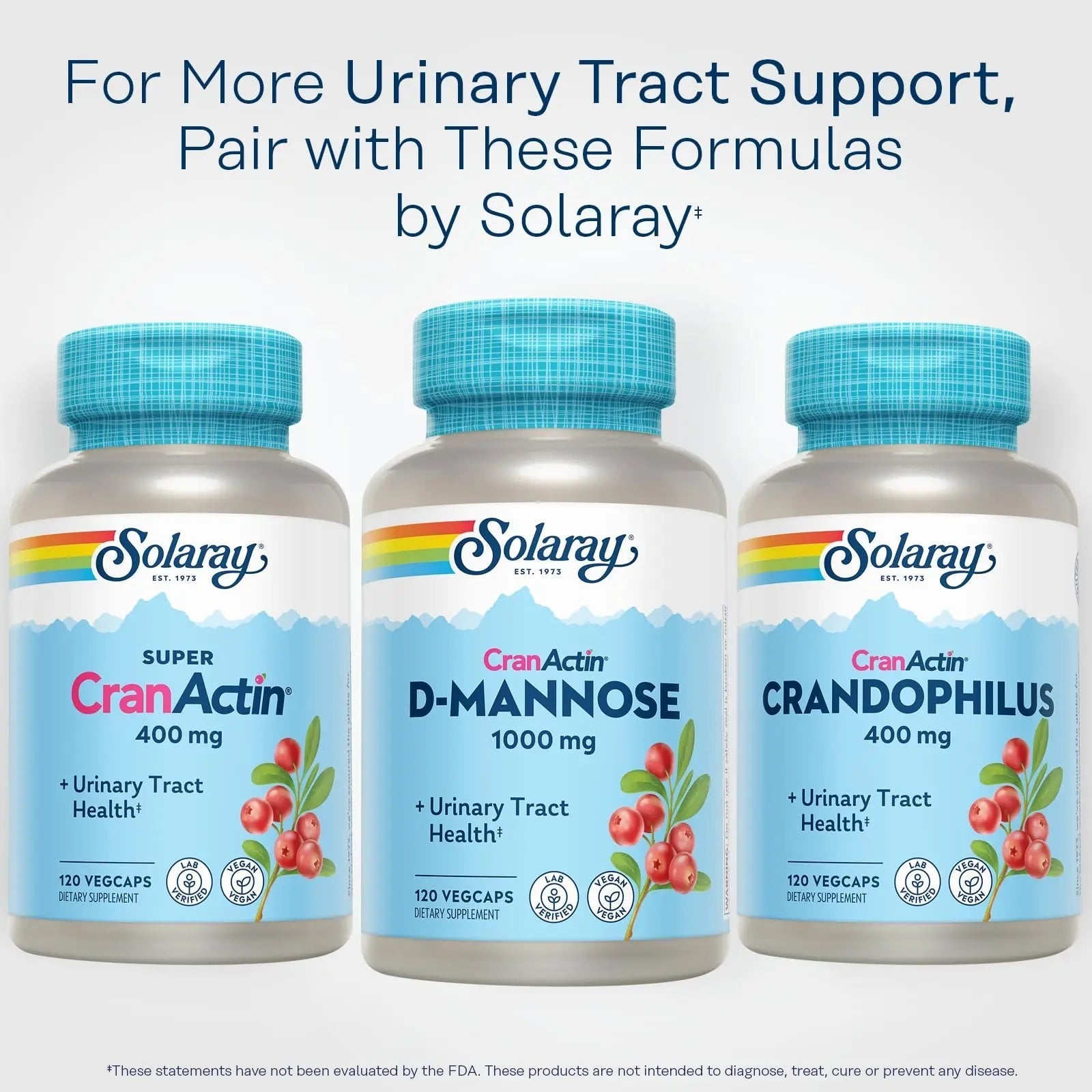 SOLARAY D-Mannose 1000mg with CranActin Cranberry Supplement 400mg, Urinary Tract Health & Bladder Support Capsules with Vitamin C, Vegan, 60 Day Guarantee, 60 Servings, 120 VegCaps (120 CT) SOLARAY buy supplements canada