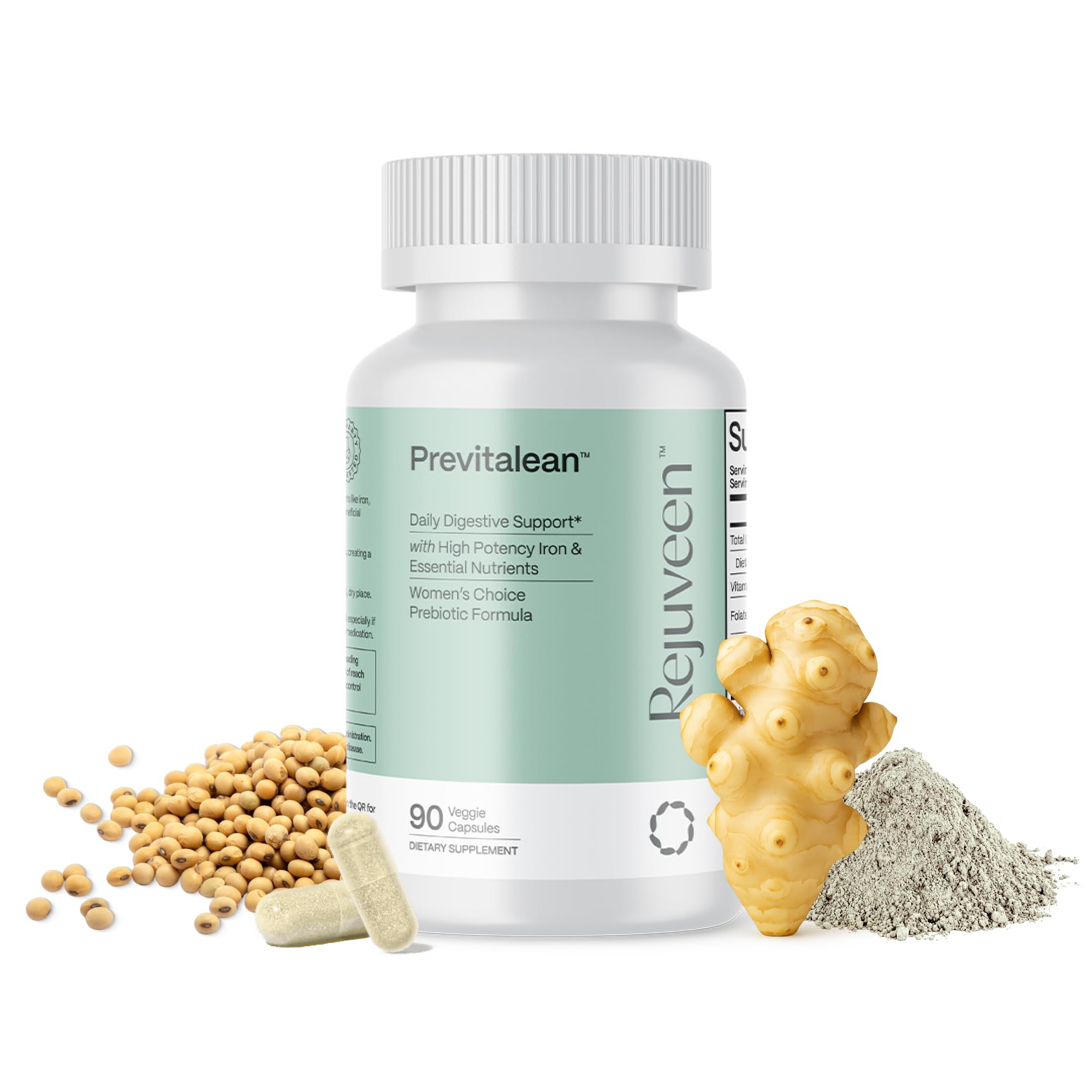 Rejuveen Previtalean | Prebiotic Fiber Supplement for Women | Supports Gut Health & Red Blood Cell Production | Contains Highly Bioavailable Iron, Folate & Vitamin B12 | 90 Ct, 30 Servings Rejuveen buy supplements canada