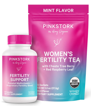Pink Stork Fertility Bundle for Women – Conception Tea + Prenatal Vitamin Support with Inositol, Vitex, Folate & Ashwagandha – Supports Hormone Balance, Cycle Health & Preconception Wellness Pink Stork buy supplements canada