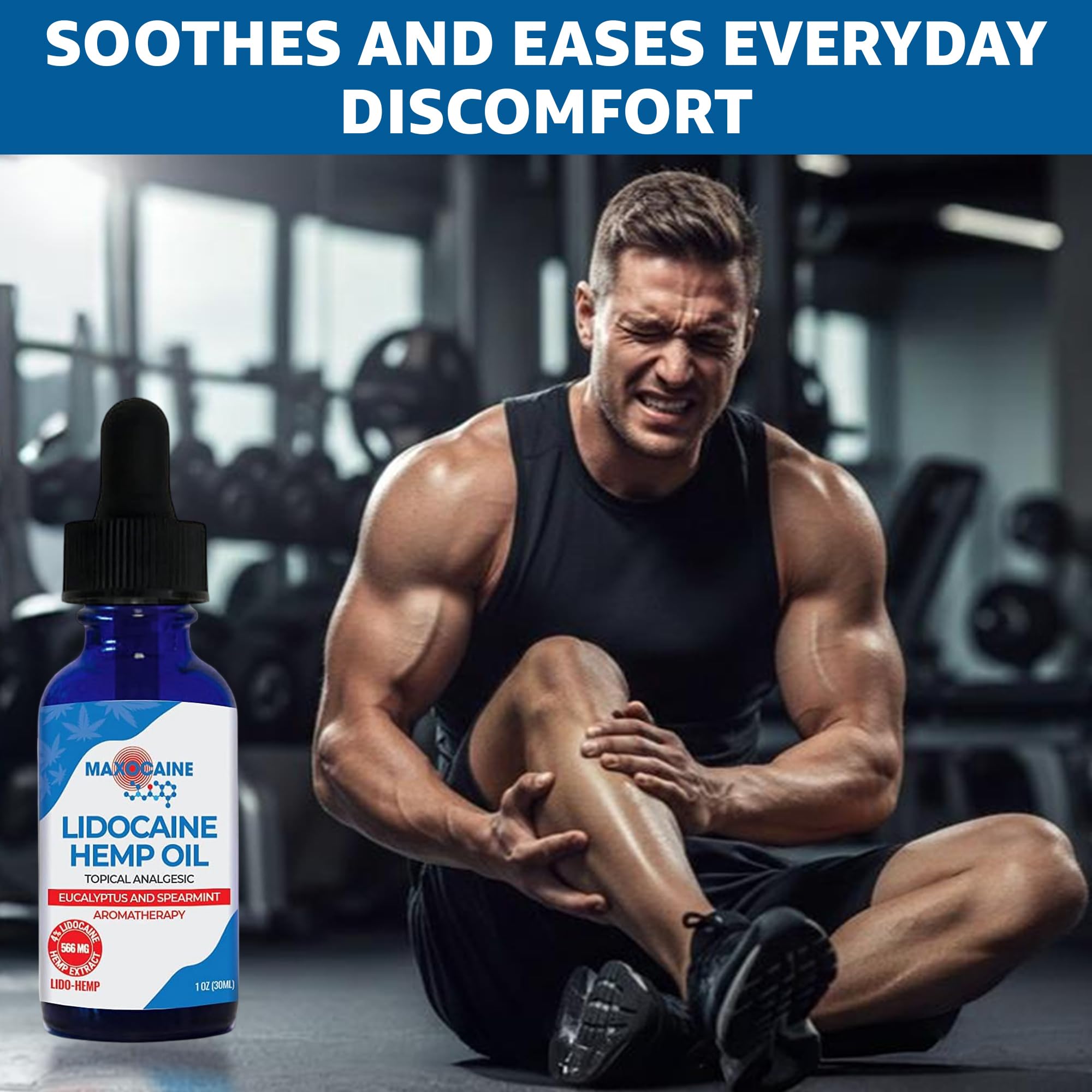 MAXOCAINE Lidocaine Hemp Oil 4% - Maximum Strength Topical Pain Relief, Fast Acting Soothing Oil for Muscle, Joint, Back & Arthritis Support, Cooling Eucalyptus & Spearmint, 1 oz (30 ml) MAXOCAINE buy supplements canada