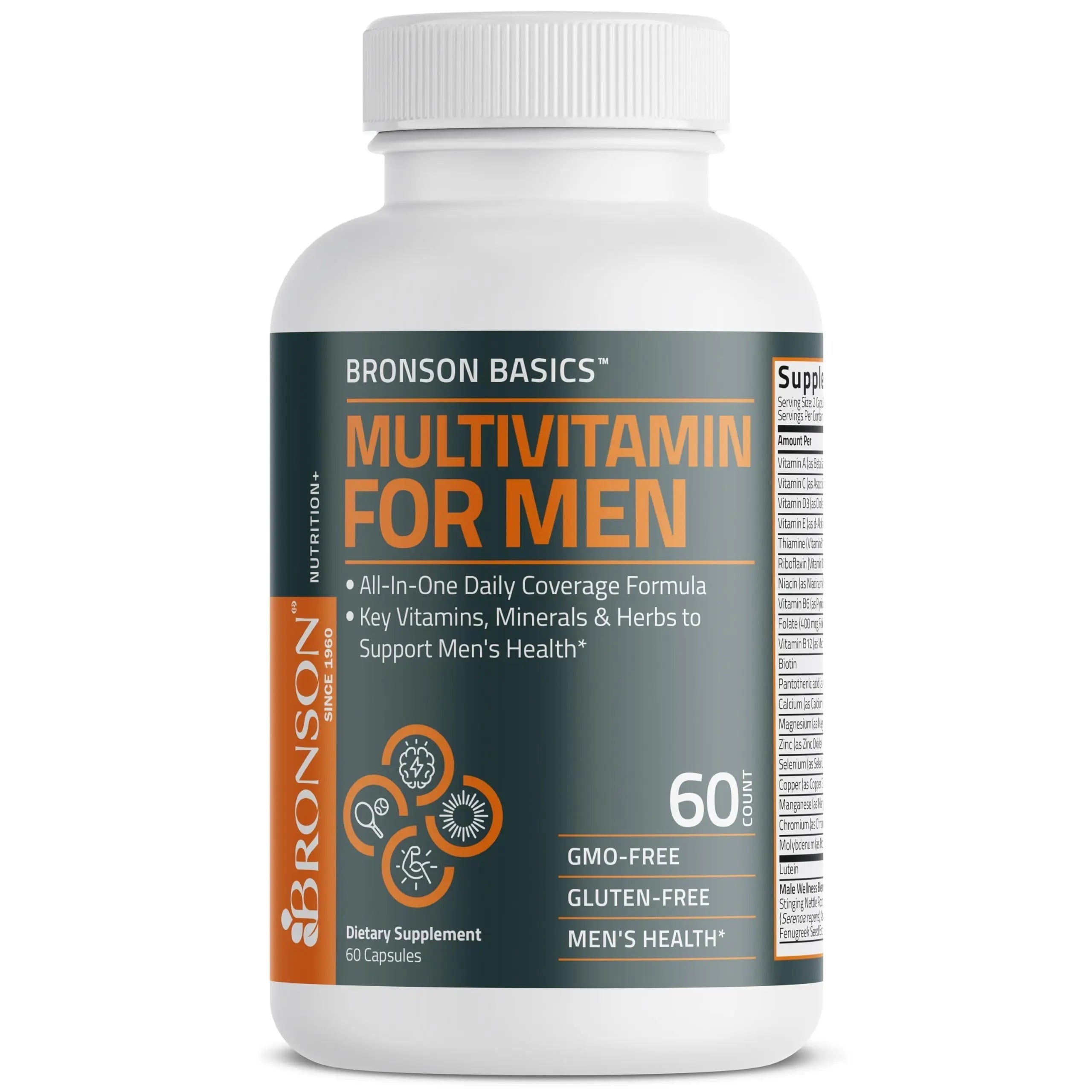 Bronson Multivitamin for Men All-in-One Daily Coverage Formula Key Vitamins, Minerals & Herbs to Support Men's Health, 60 Capsules Bronson buy supplements canada
