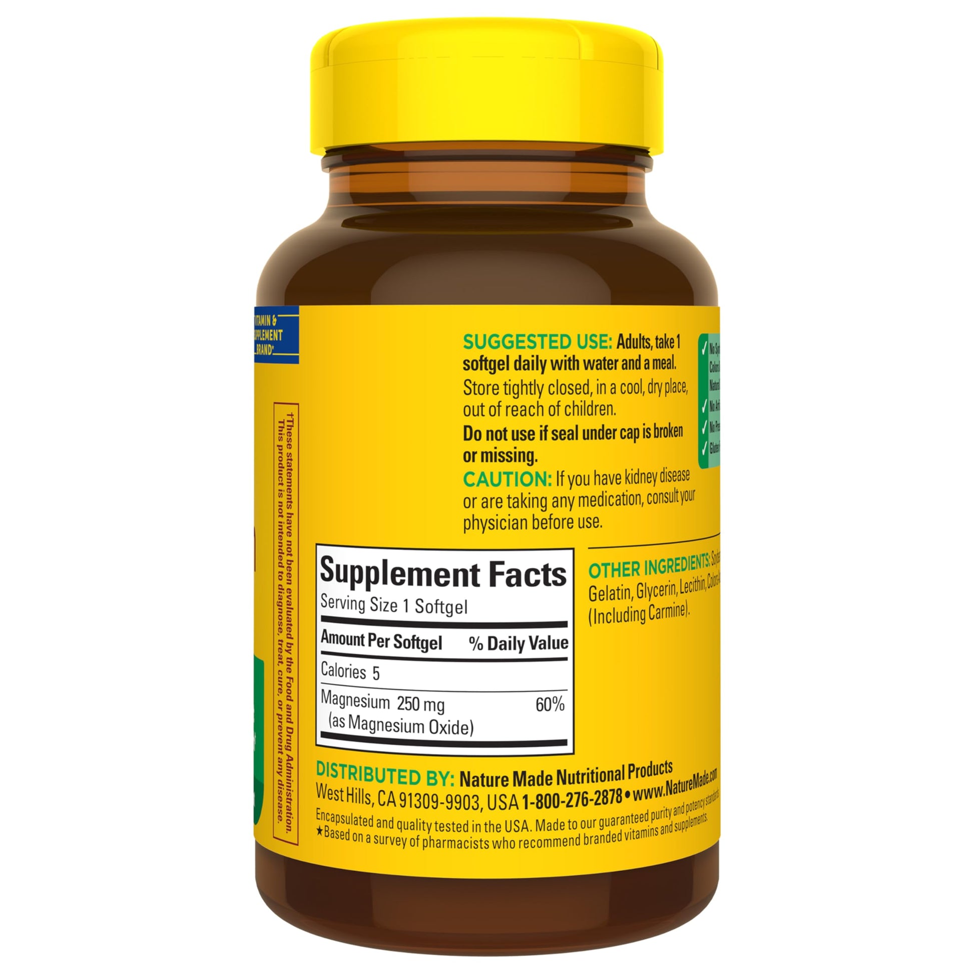 Nature Made Magnesium 250 mg, Magnesium Supplements for Men and Women, Support for Muscle, Heart, Bone and Nerve Health, 90 Softgels, 90 Day Supply Nature Made buy supplements canada