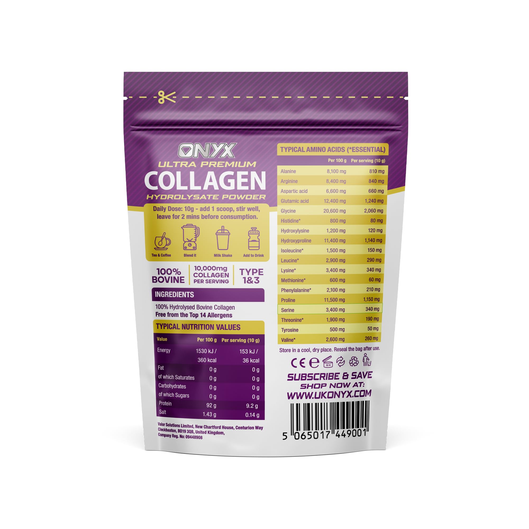 Collagen Powder 600g - 60 Servings - Collagen Peptides Supplement with High ONYX INGREDIENTS 101 buy supplements canada