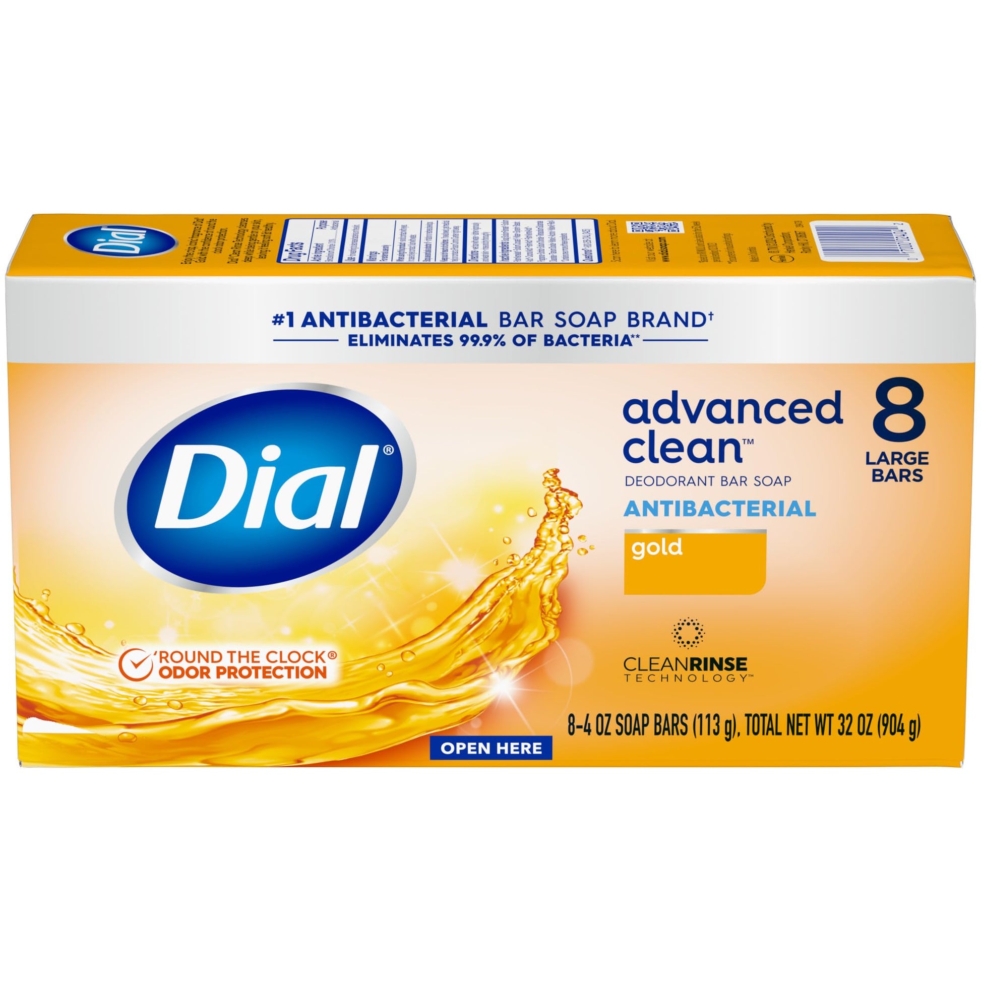 Dial Antibacterial Deodorant Bar Soap, Advanced Clean Gold, 4 Oz, 32 Bars, Round the Clock Odor Protection Dial buy supplements canada