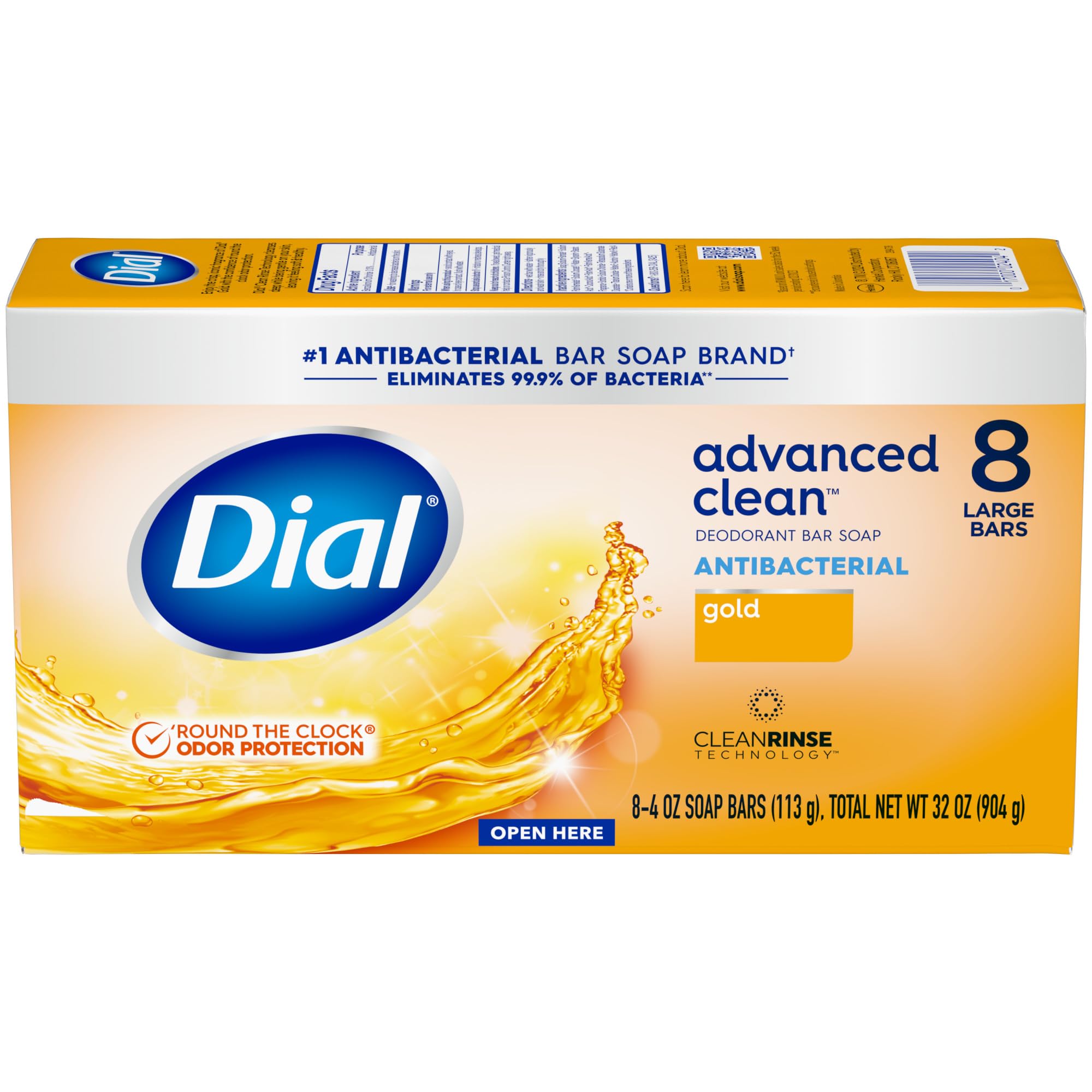 Dial Antibacterial Deodorant Bar Soap, Advanced Clean Gold, 4 Oz, 32 Bars, Round the Clock Odor Protection Dial buy supplements canada