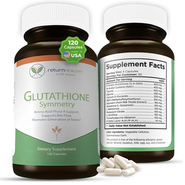 Return Healthy Glutathione Symmetry | S-Acetyl Glutathione Supplement | Antioxidants & Detoxification Supplement | Natural Cellular Support | All-Natural, Vegan, Non-GMO, 120 caps Return Healthy buy supplements canada
