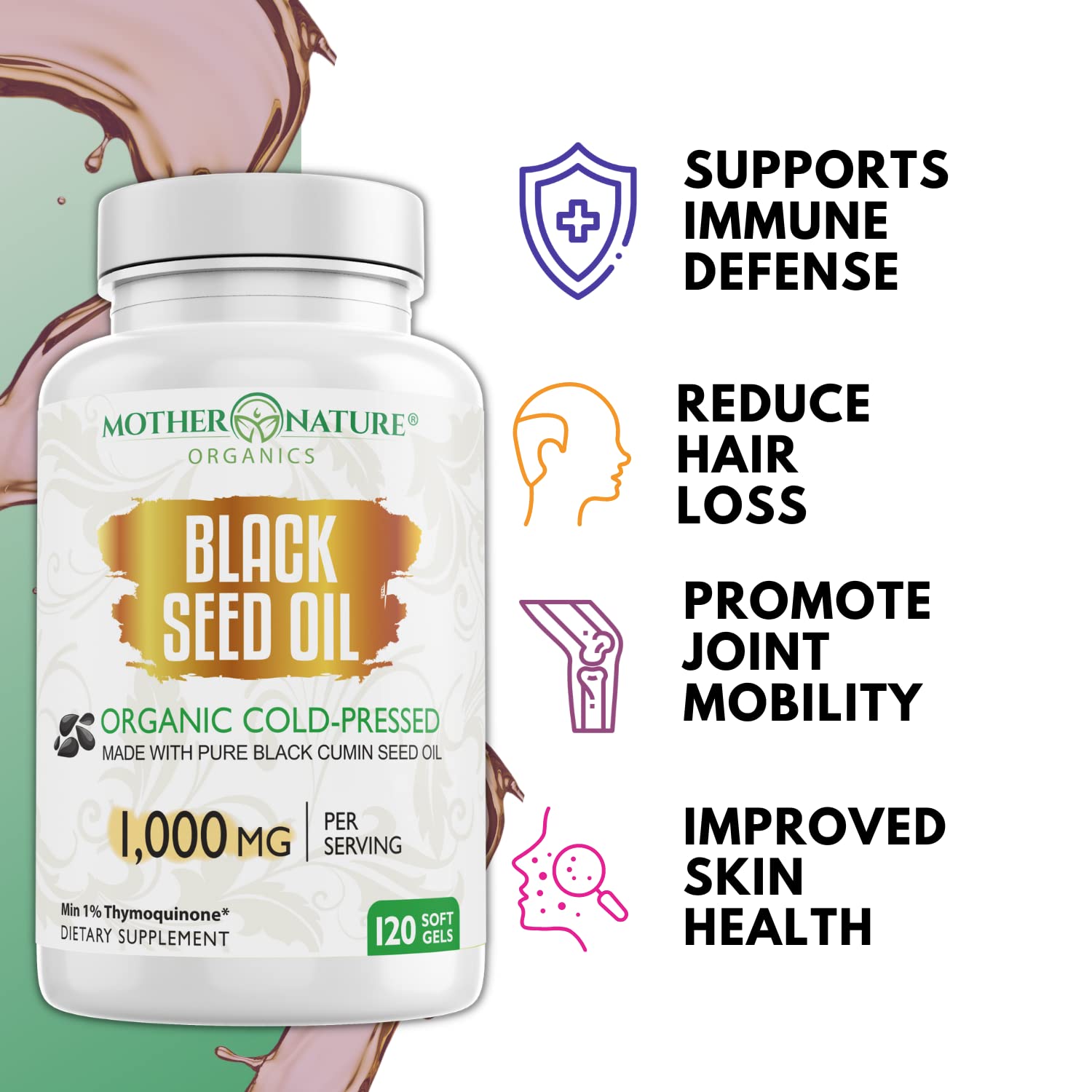 Black Seed Oil Capsules - 120 Count (Organic, Non-GMO Liquid) Premium Cold Pressed Mother Nature Organics Superfoods For Organic Living buy supplements canada