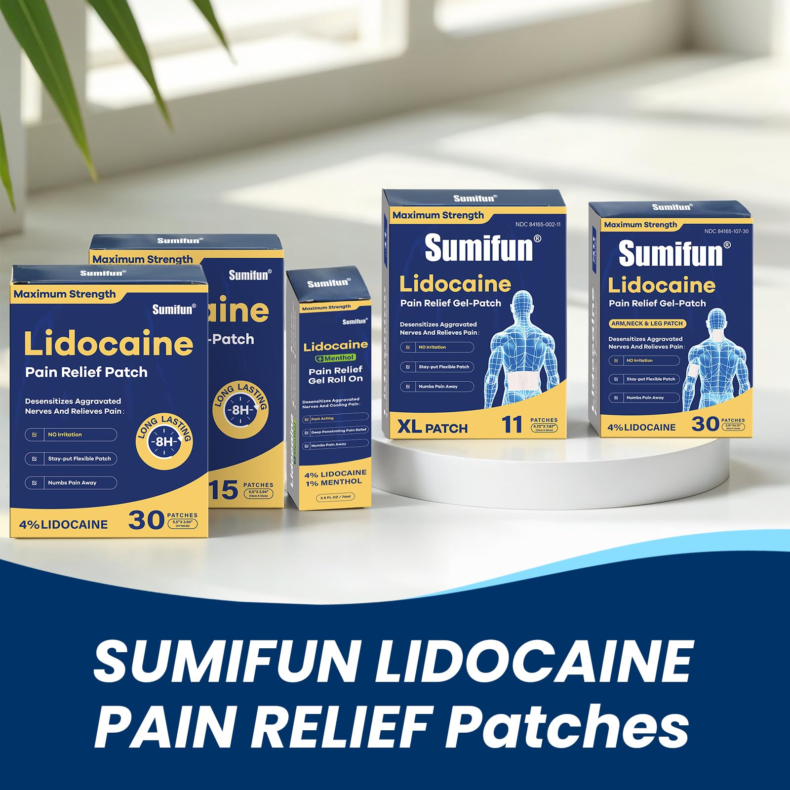 Sumifun 4% Lidocaine XL Pain Patches | Extra Large 4.72"x7.87" for Full Back & Thigh Coverage | Maximum Strength OTC Numbing | 8-Hour Medical Adhesion (X-Large, Count, 18) Sumifun buy supplements canada