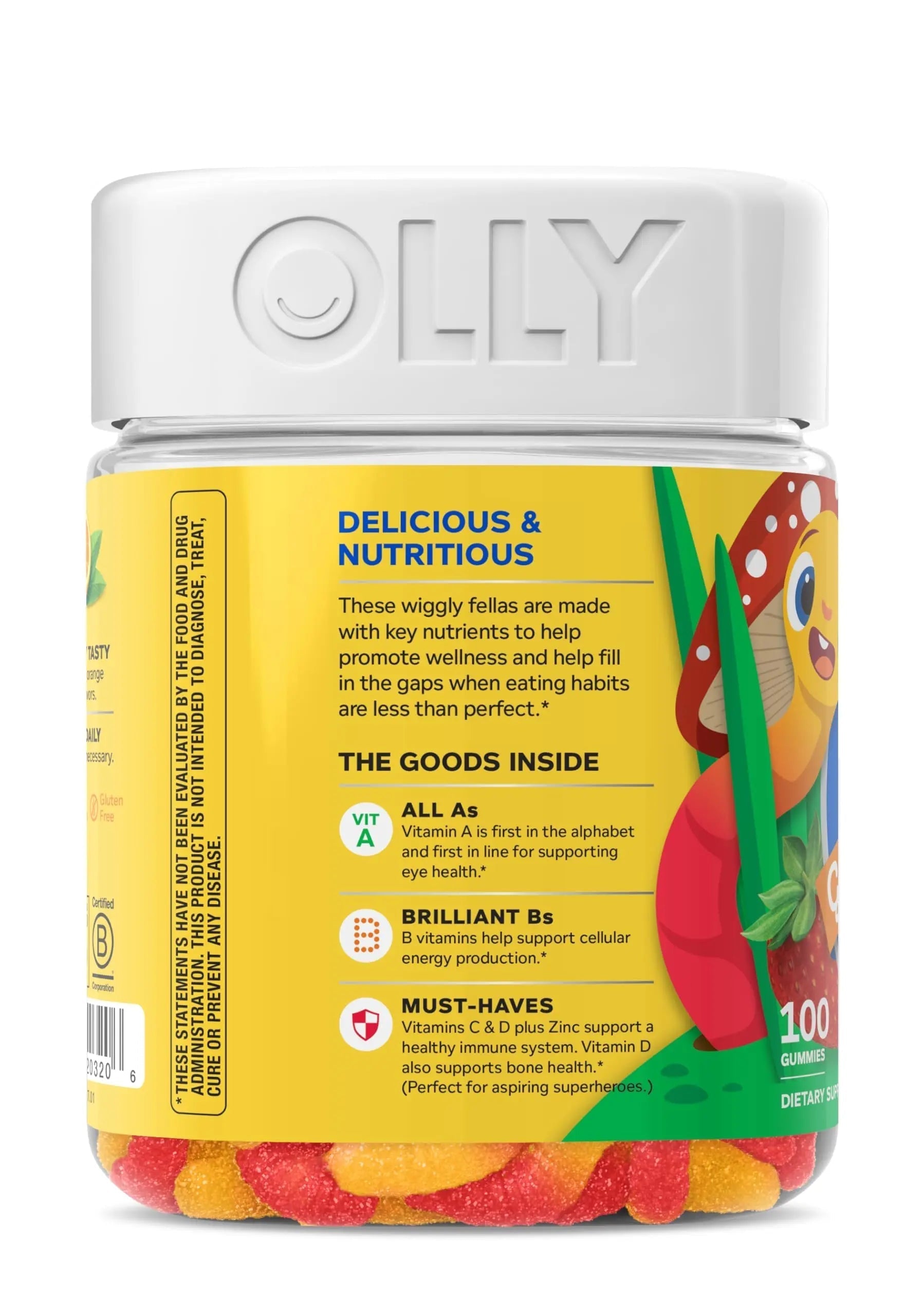 OLLY Kids Multivitamin Gummy Worms, Overall Health and Immune Support, Vitamins and Minerals A, C, D, E, Bs and Zinc OLLY buy supplements canada