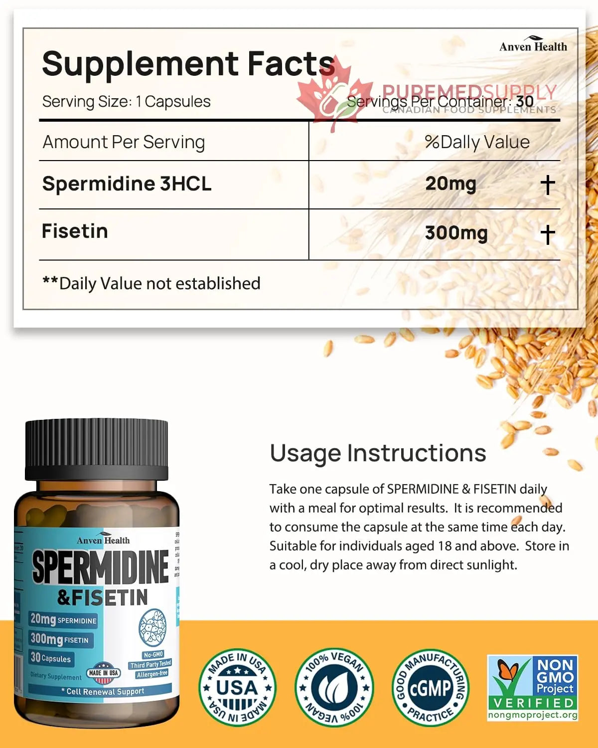 Spermidine 20mg + Fisetin 300mg + Akkermansia for Women丨Cellular Renewal, Metabolic & Gut Health Anven Health buy supplements canada