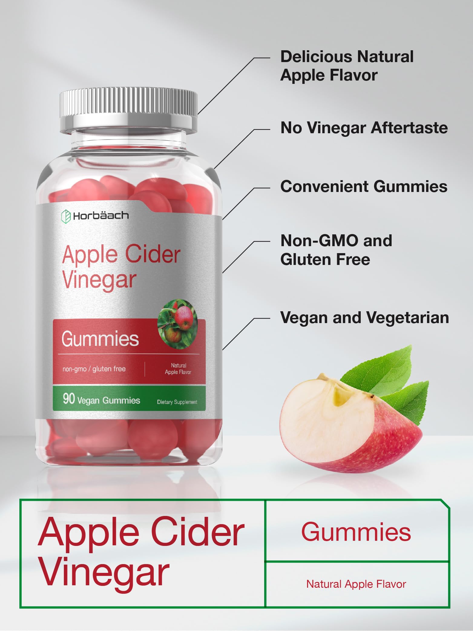 Vegan Apple Cider Vinegar Gummies | 90 Count | ACV Supplement | Natural Apple Flavor Horbäach buy supplements canada