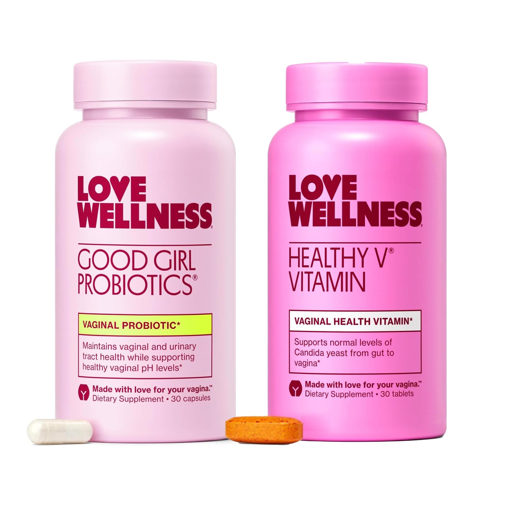 Love Wellness Good Girl Probiotics and Healthy V Vitamin | Womens Wellness Duo | Womens Probiotics Supplements for pH Balance and Vaginal Health Love Wellness buy supplements canada