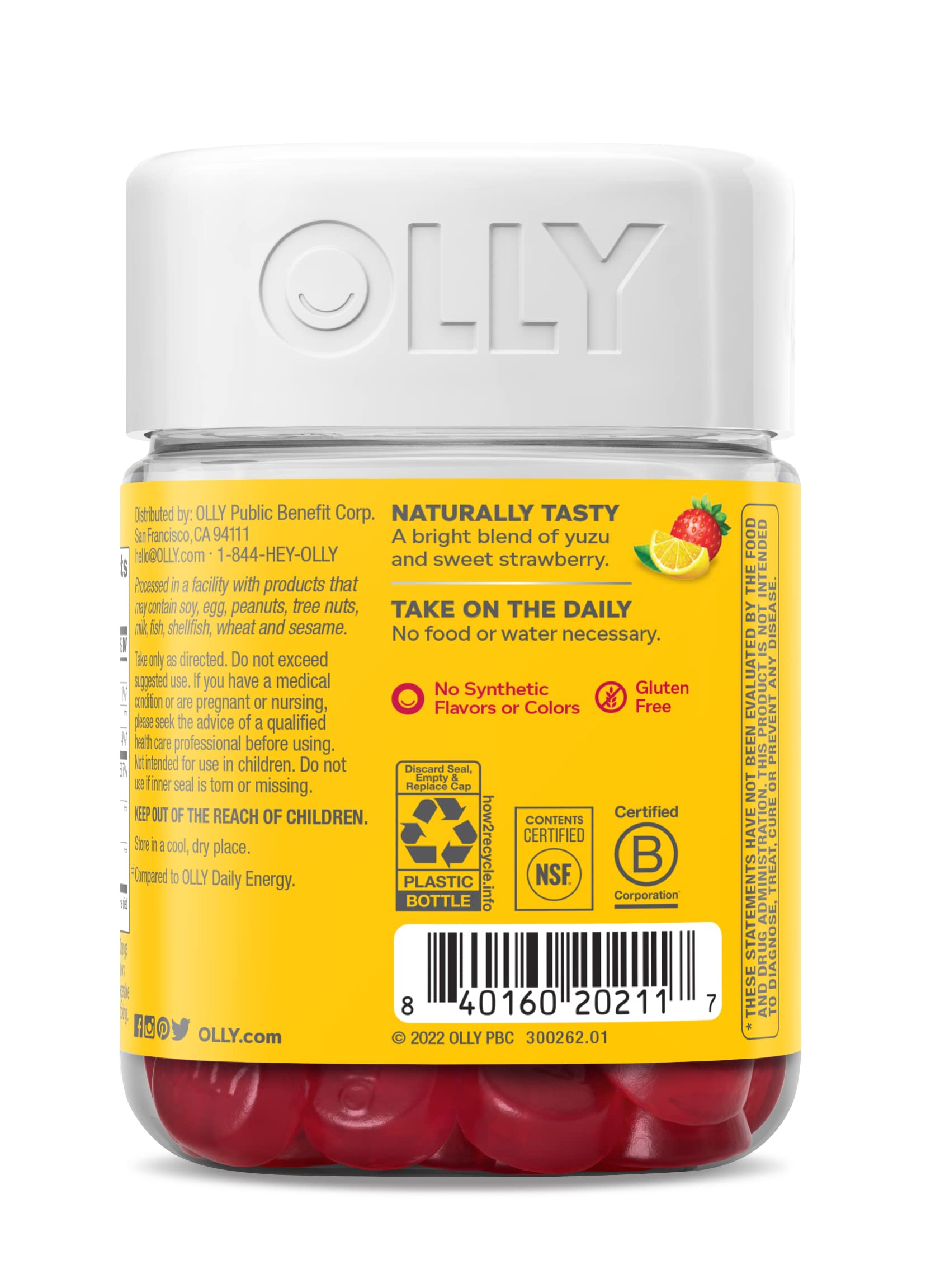 OLLY Extra Strength Daily Energy Gummy, Caffeine Free, 1000mcg Vitamin B12, CoQ10, Goji Berry, Adult Chewable Supplement OLLY buy supplements canada