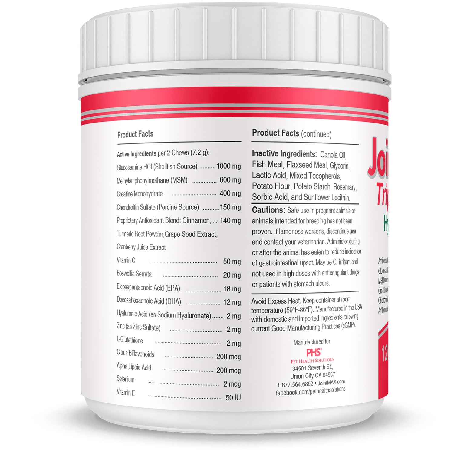 Joint MAX Triple Strength Hypo-Allergenic Soft Chews for Dogs - Hip and Joint Support Supplement with Glucosamine, Chondroitin, & MSM - Made in The USA - 120 Soft Chews Joint Max buy supplements canada