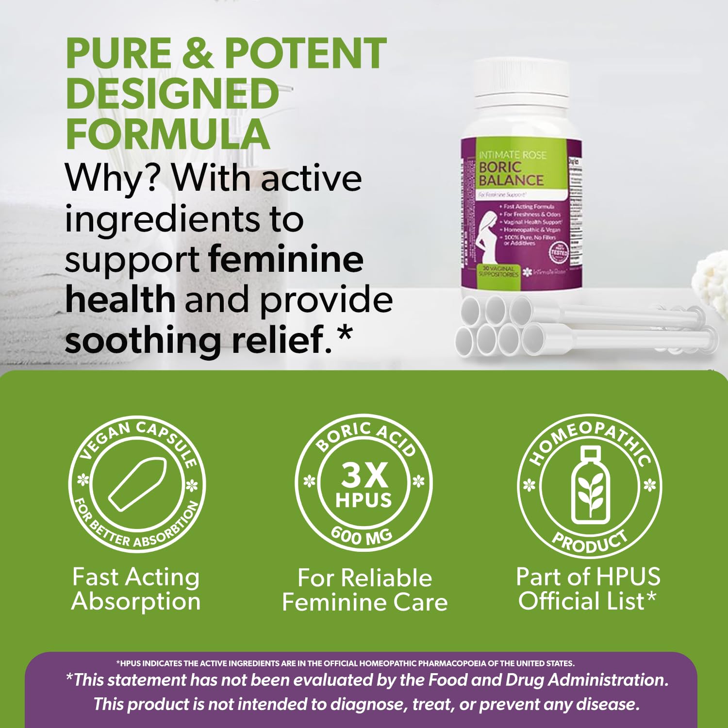 Intimate Rose Boric Acid Vaginal Suppositories - 30 Count (600mg) + 30 Applicators - Feminine Balance, Vaginal Odor, Promote Vaginal Health Intimate Rose buy supplements canada