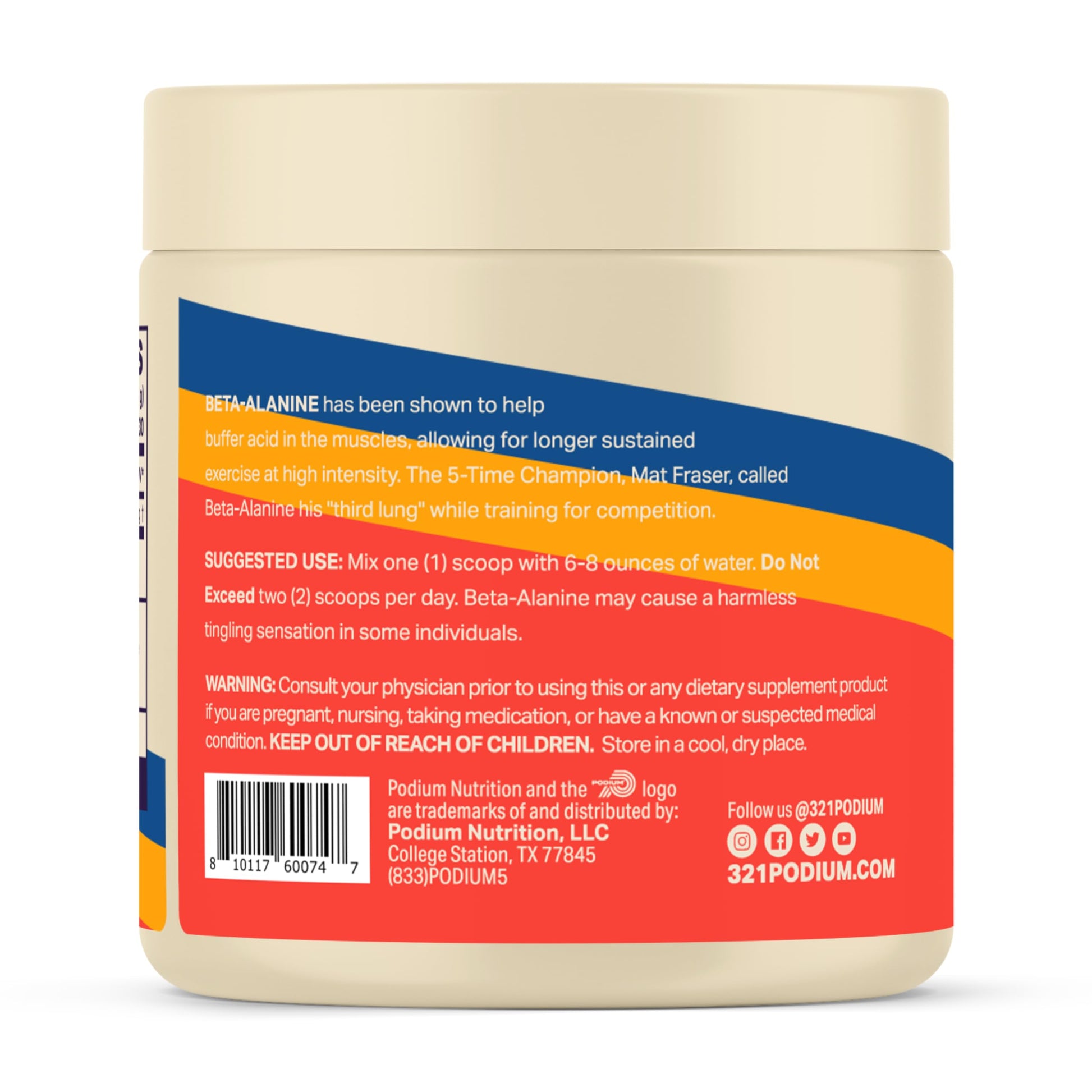 Podium Nutrition, Solos | Beta Alanine, 60 Servings, Unflavored, Boost Athletic Performance Podium Nutrition buy supplements canada