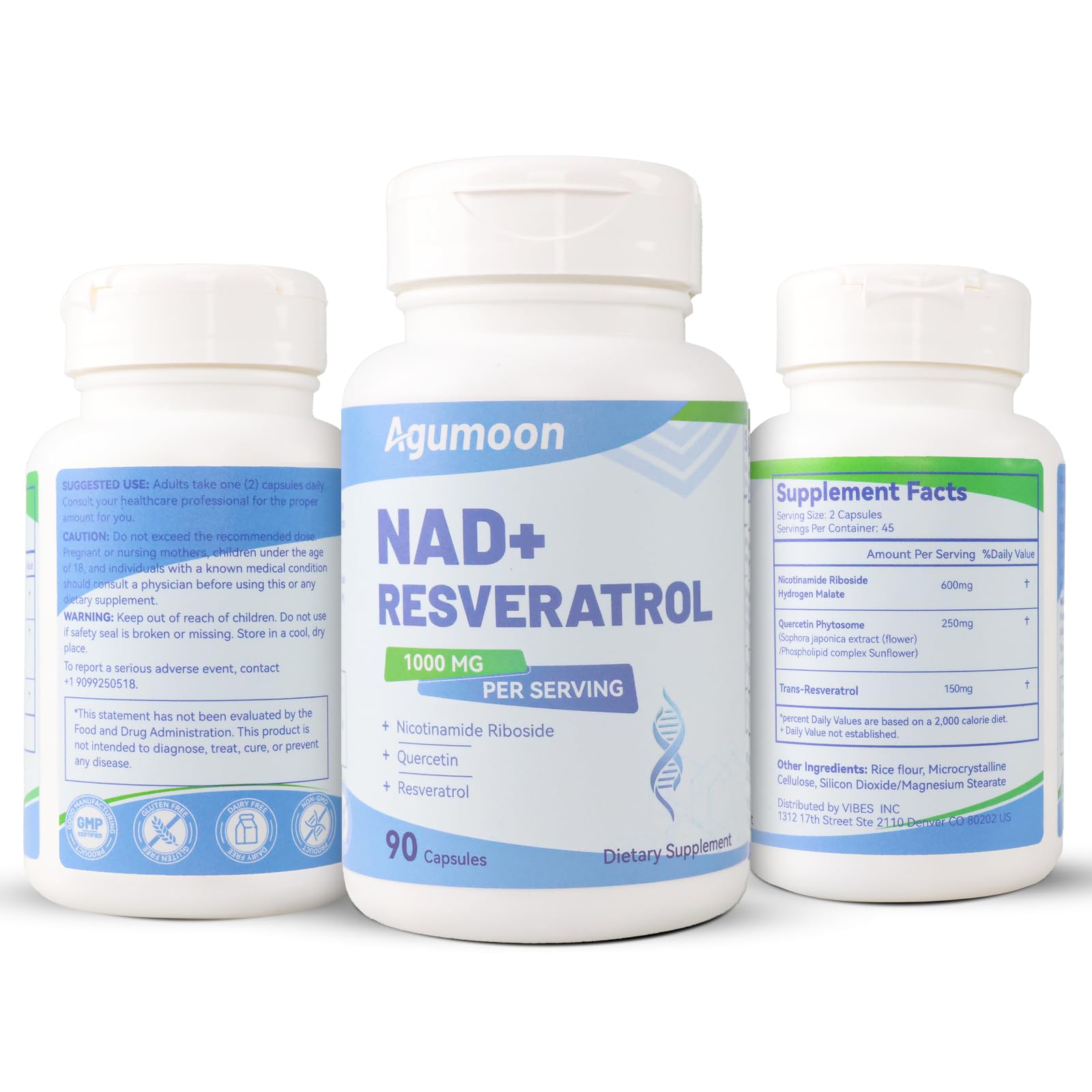 Agumoon NAD+ Supplement 1000mg, Liposomal NAD Nicotinamide Riboside Supplement with Resveratrol & Quercetin for Women and Men - 90 Capsules Agumoon buy supplements canada