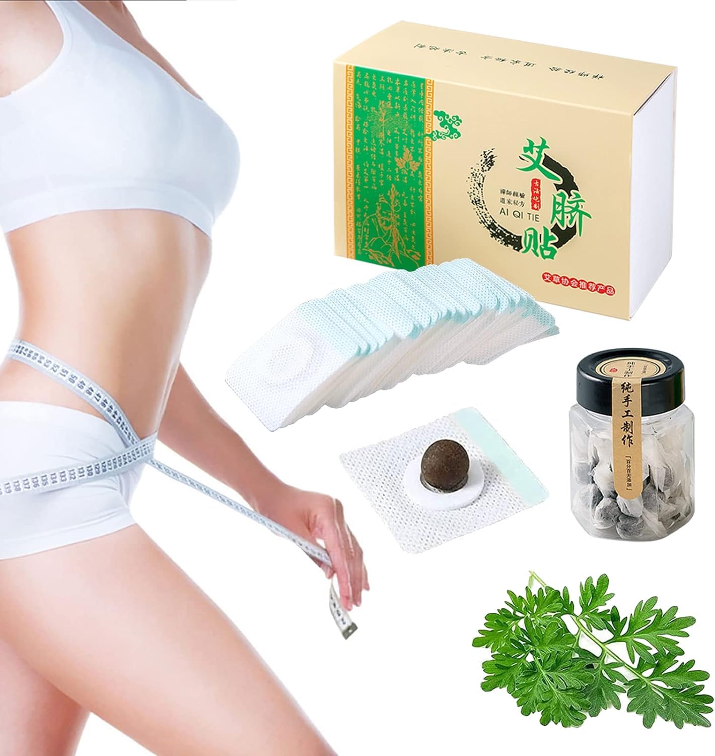 Mugwort Belly Patch,30Pcs Natural Wormwood Essence Pills and 30Pcs Belly Sticker, Moxa Hot BENJEN buy supplements canada