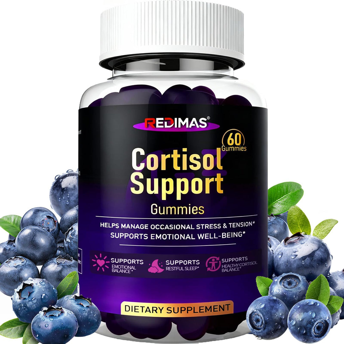 Redimas Cortisol Gummies for Women & Men with Ashwagandha, Magnesium, L-Theanine and Multivitamin, Vegan Chewable Gummies for Daily Lifestyle Balance, Convenient Adult Supplement, 60 Count Redimas buy supplements canada