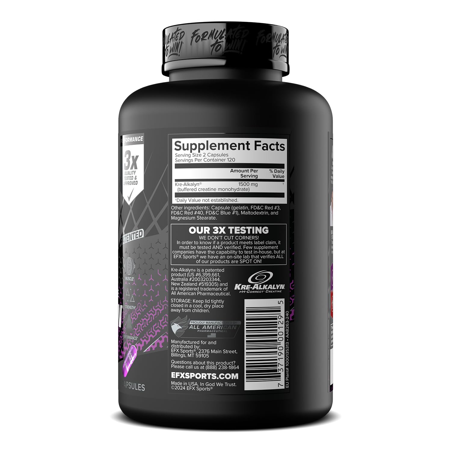 EFX Sports Kre-Alkalyn EFX | pH Correct Creatine Monohydrate Pill Supplement | Strength, Muscle Growth & Performance | 120 Servings, 240 Capsules EFX Sports buy supplements canada