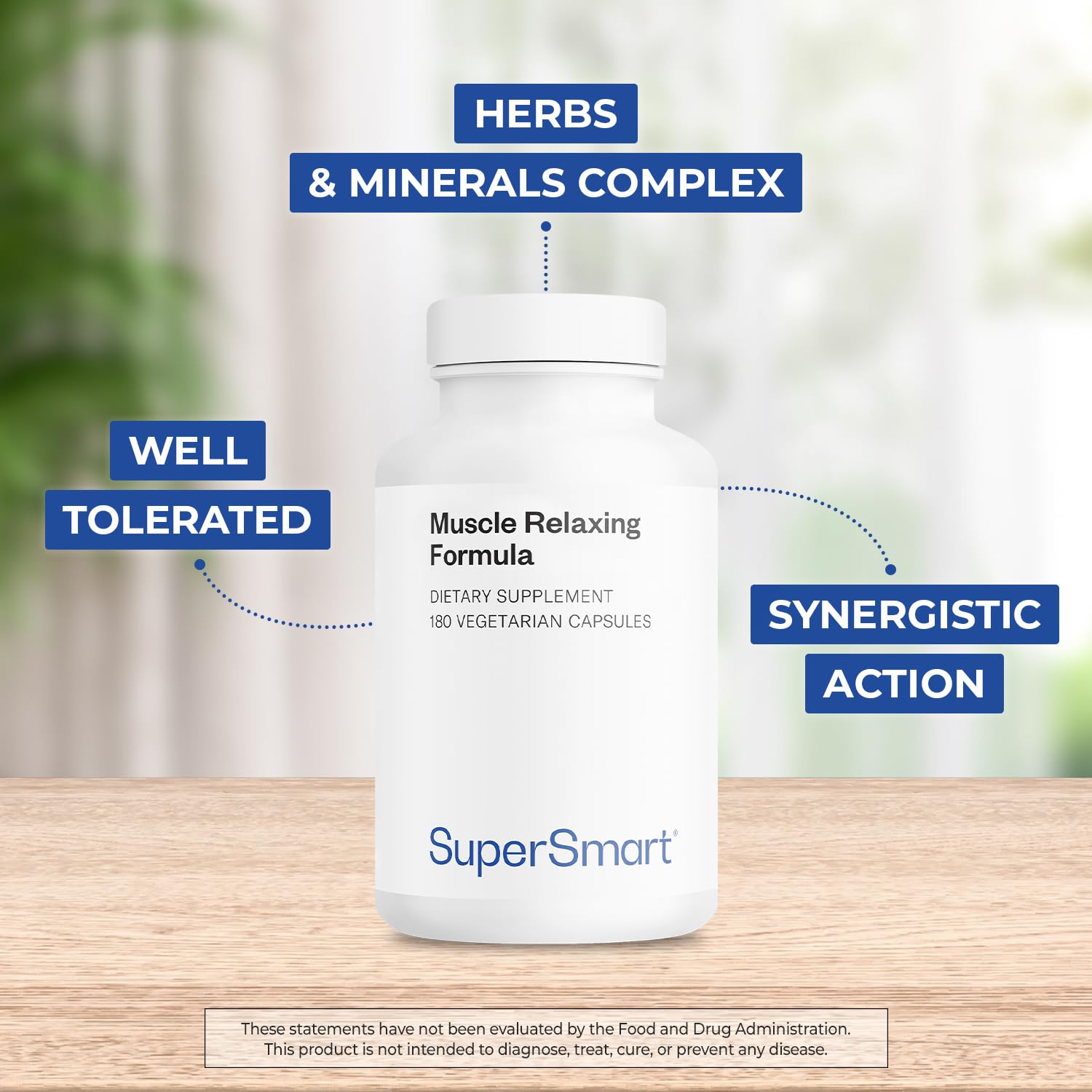 Supersmart - Muscle Relaxing Formula (Advanced Complex) - with Magnesium, Calcium, Vitamin E, Plants Extracts | Non-GMO & Gluten Free - 180 Vegetarian Capsules Supersmart buy supplements canada
