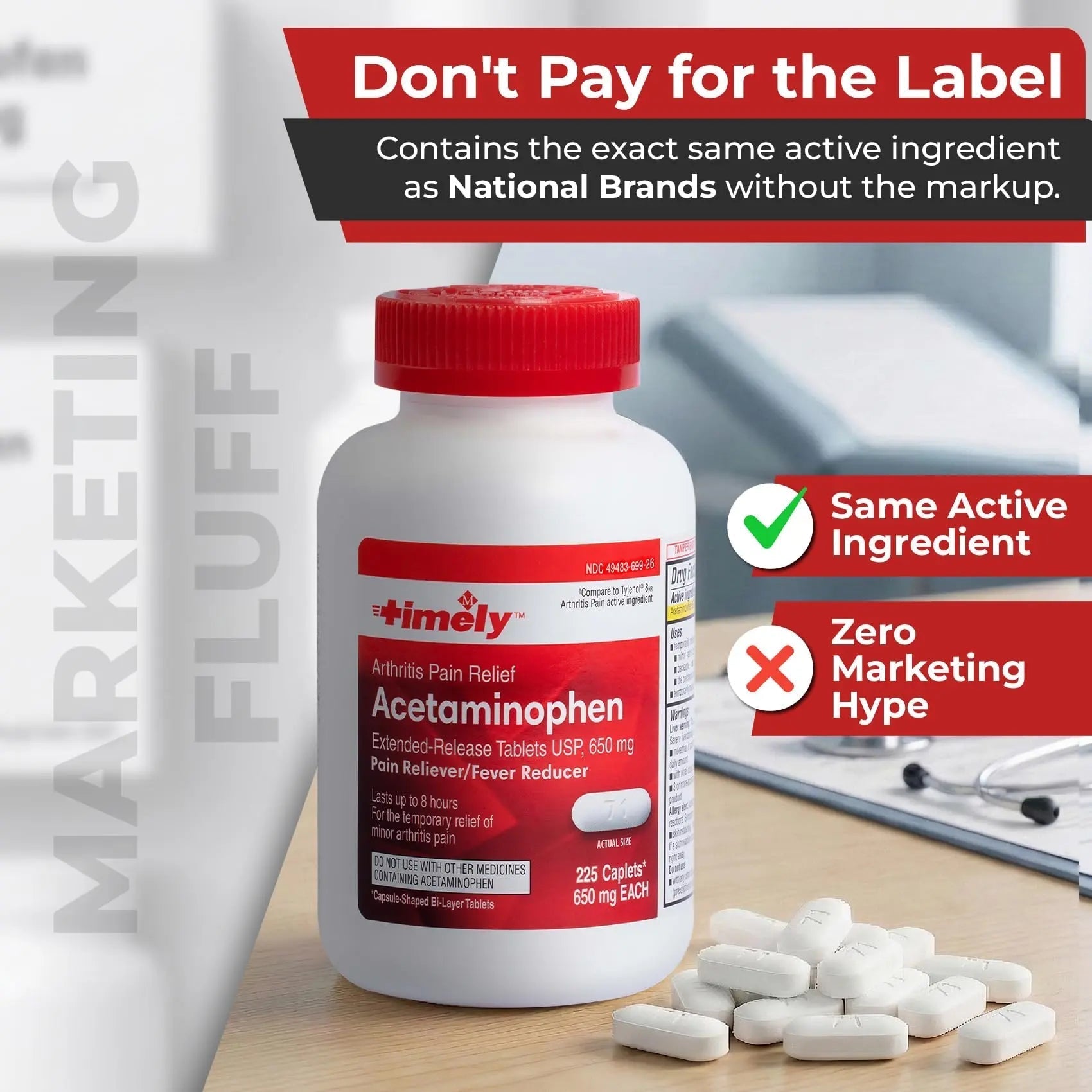 TIME-Cap Labs 225 Caplets Extended Release Acetaminophen 650mg - Pain Reliever & Fever Reducer for Adults, Helps with Headaches, Backaches, Muscle Pain, Toothaches & Menstrual Cramps TIME-CAP LABS, INC. buy supplements canada