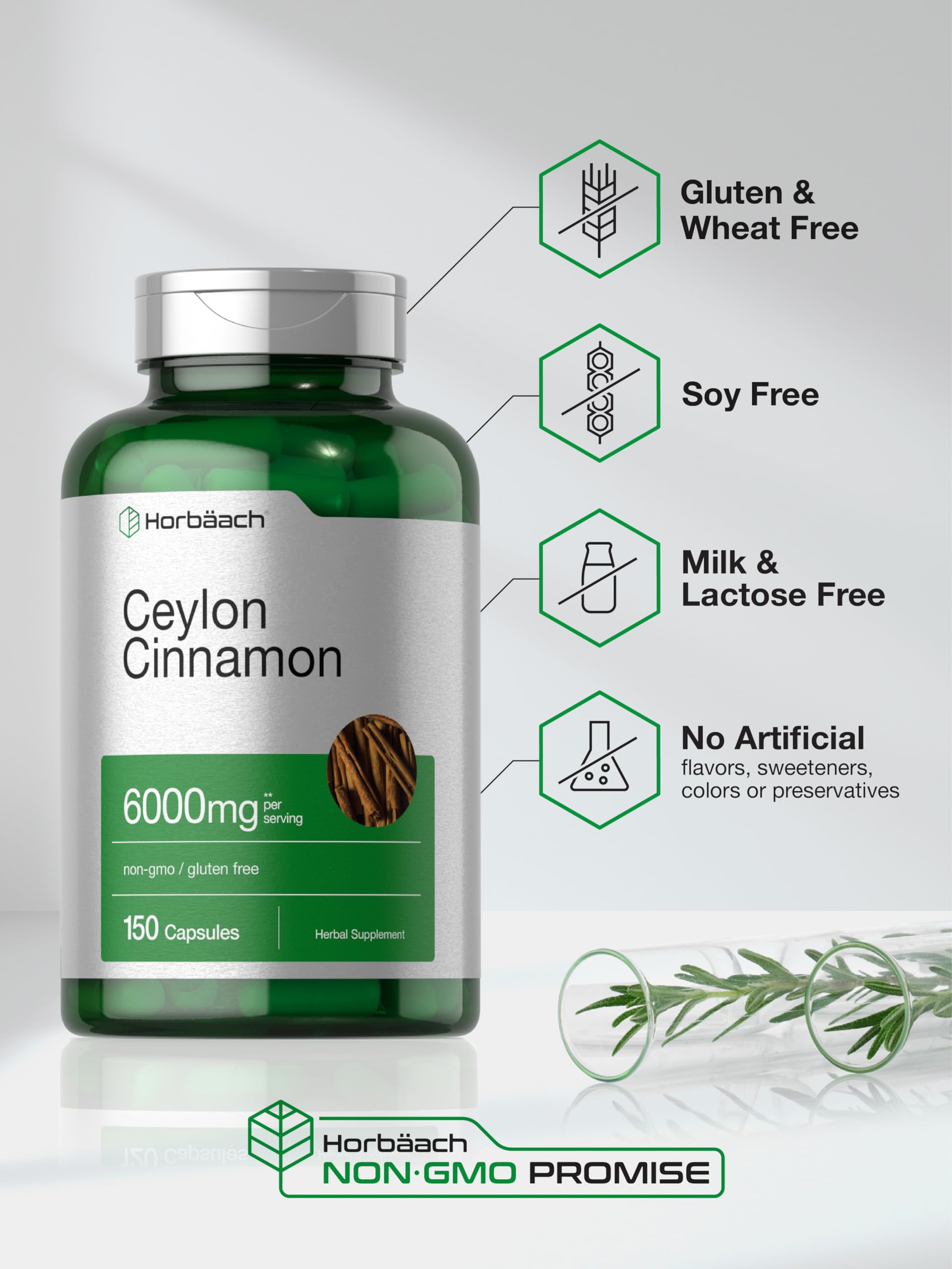 Ceylon Cinnamon Capsules | 6000 mg | 150 Count | Non-GMO & Gluten Free Supplement Horbäach buy supplements canada