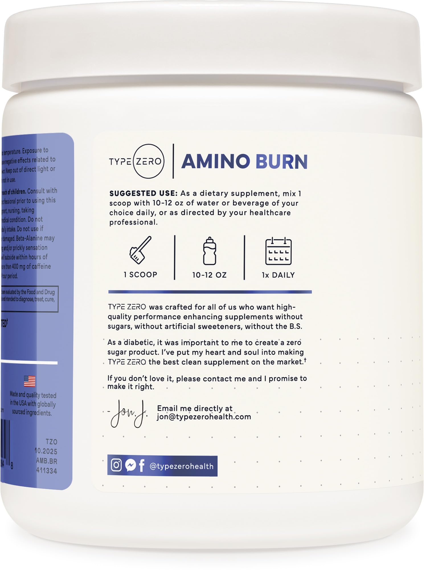 Type Zero Amino Burn - Vegan BCAA + Clean Pre Workout Powder with Arginine AKG, L-Citrulline & Beta Alanine - Amino Acid Clean Energy, Endurance & Hydration Supplement - Blue Raspberry, 30 Servings Type Zero buy supplements canada